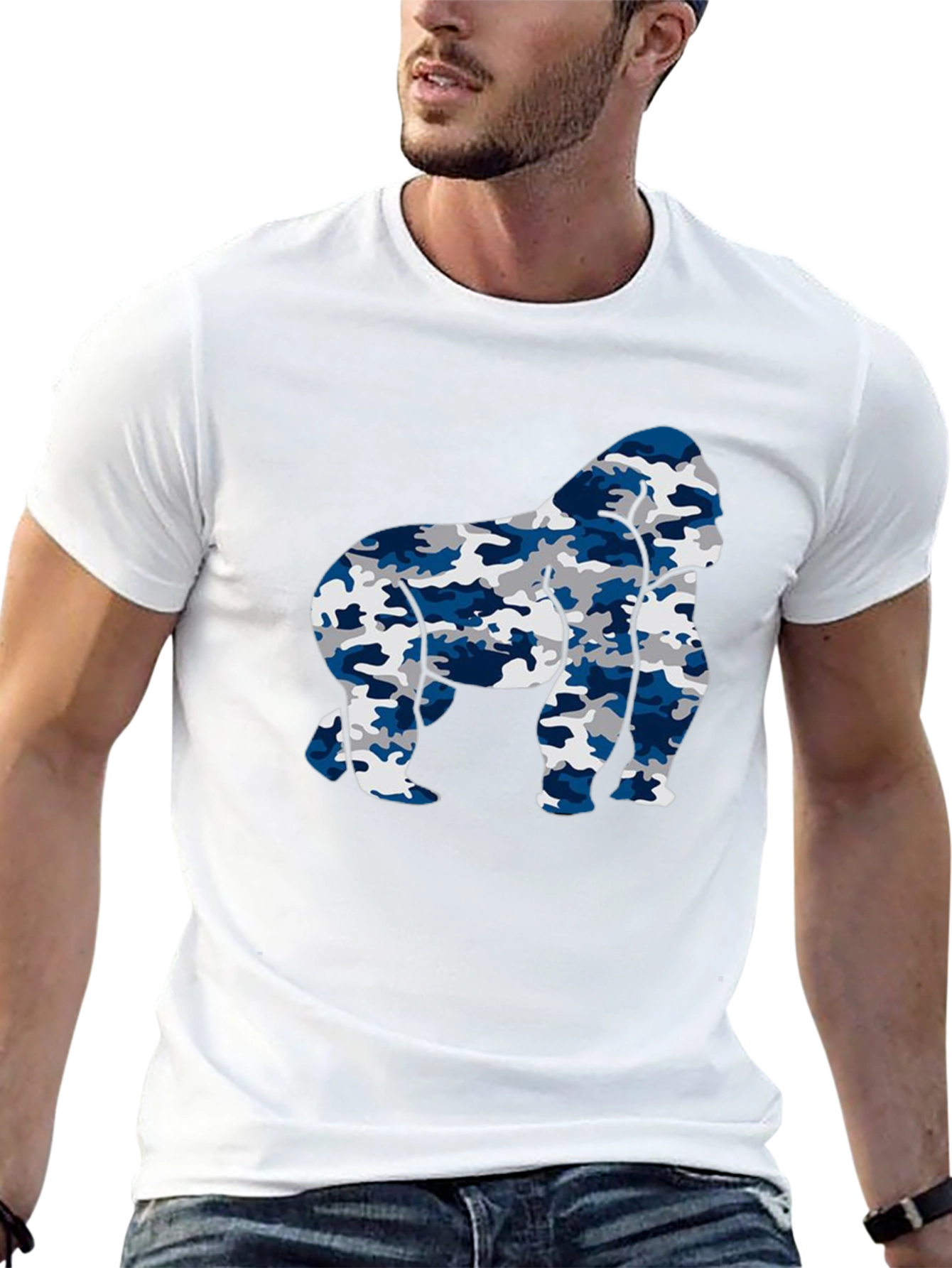 Camouflage Gorilla Graphic T-Shirt - Mens Black Tee