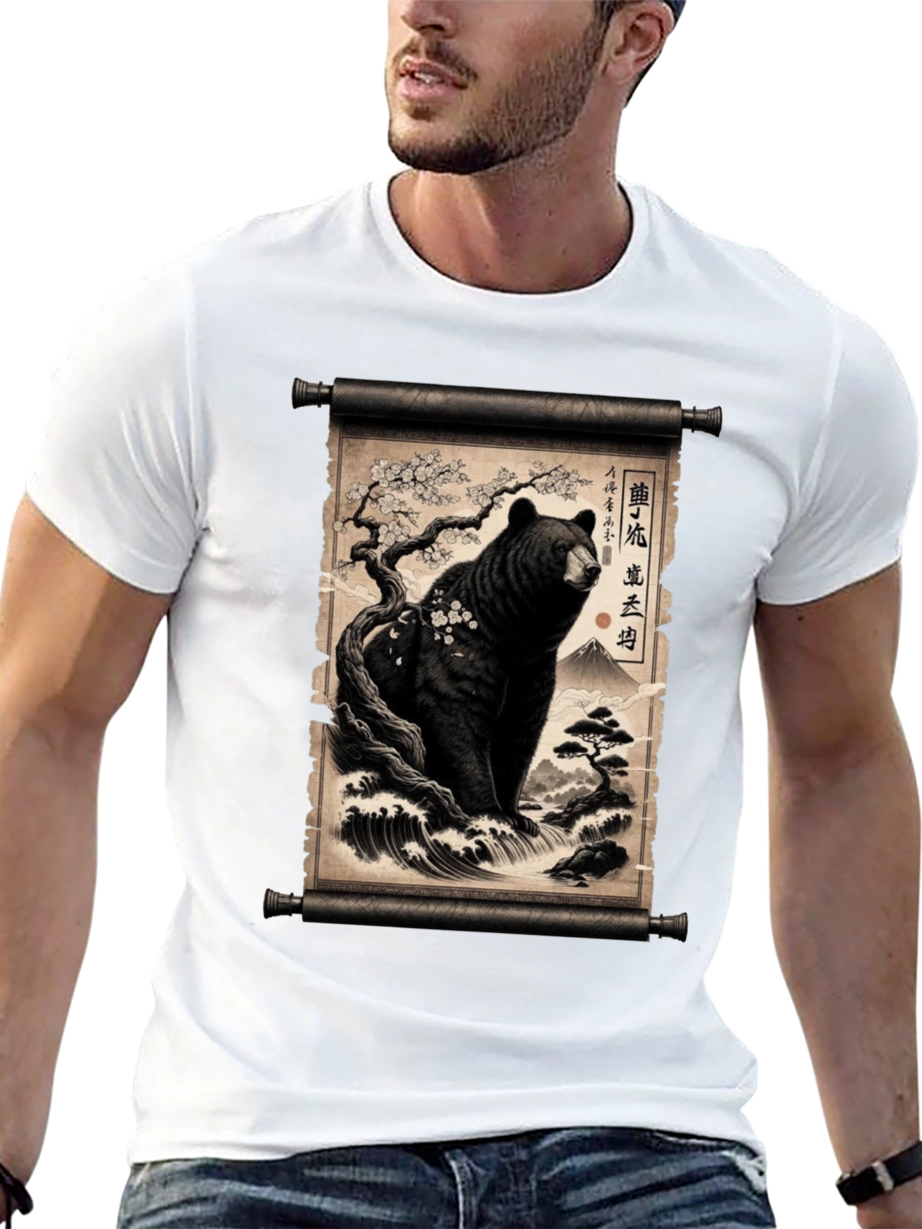 Japanese Bear Scroll T-Shirt
