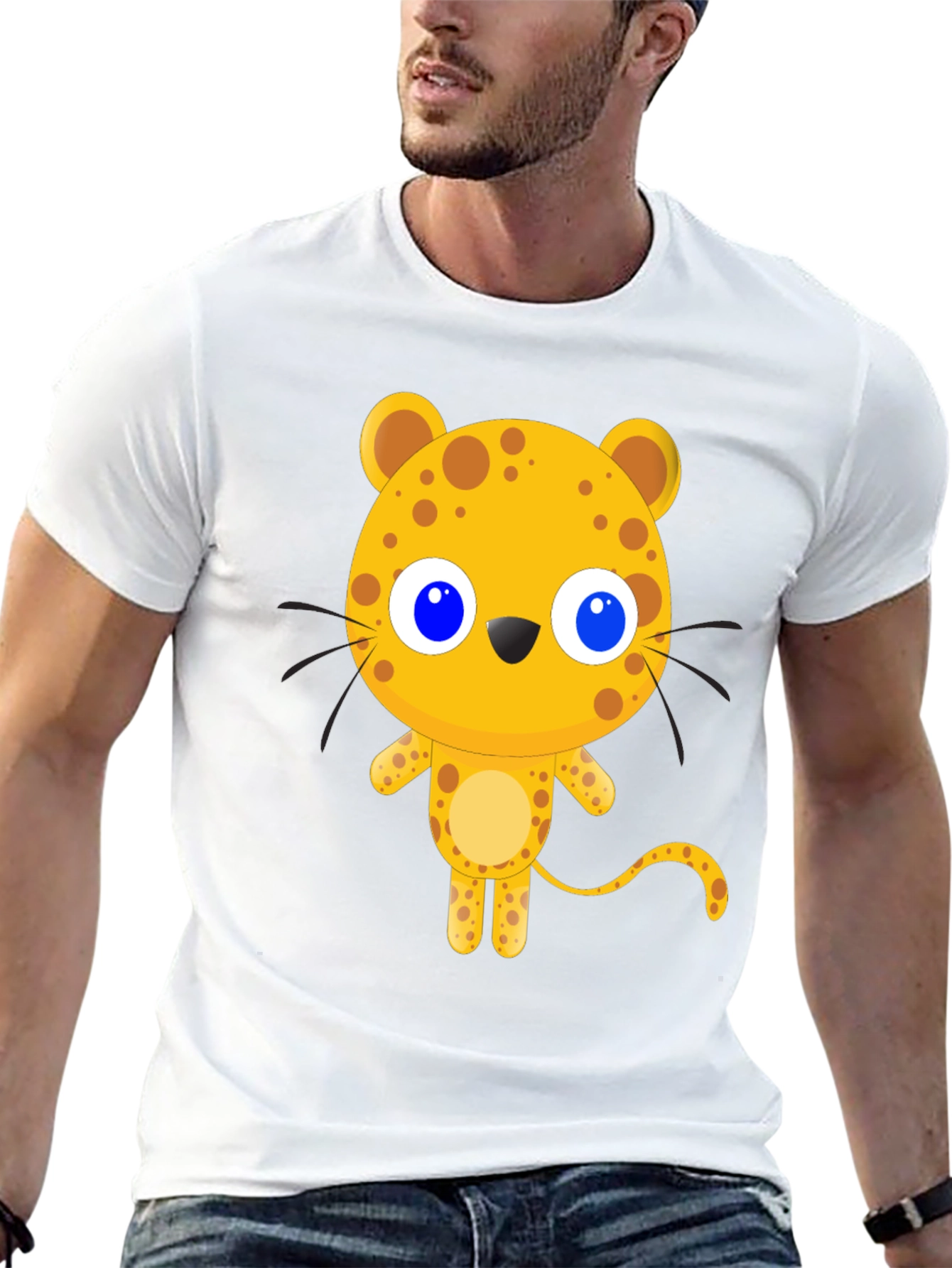 Cartoon Leopard Graphic Black T-Shirt