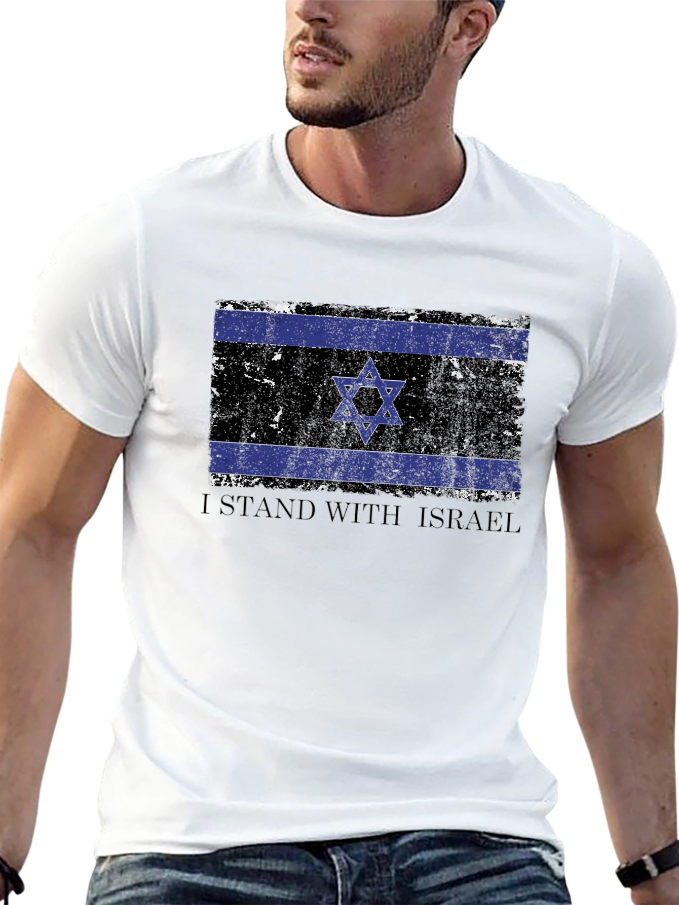 I Stand With Israel Flag T-Shirt - Patriotic Design