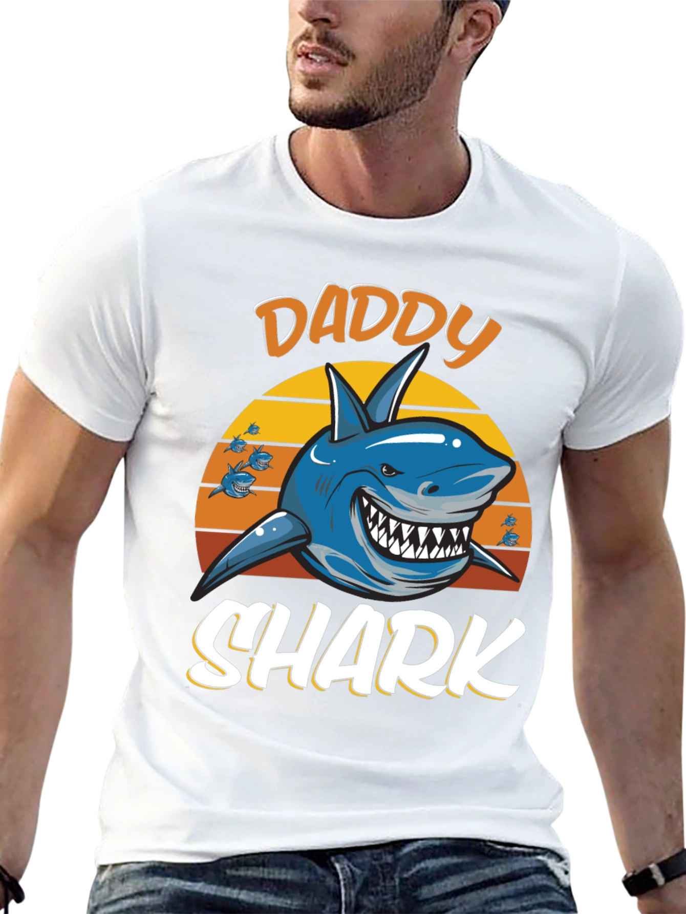 Daddy Shark Graphic Tee - Black Cotton T-Shirt