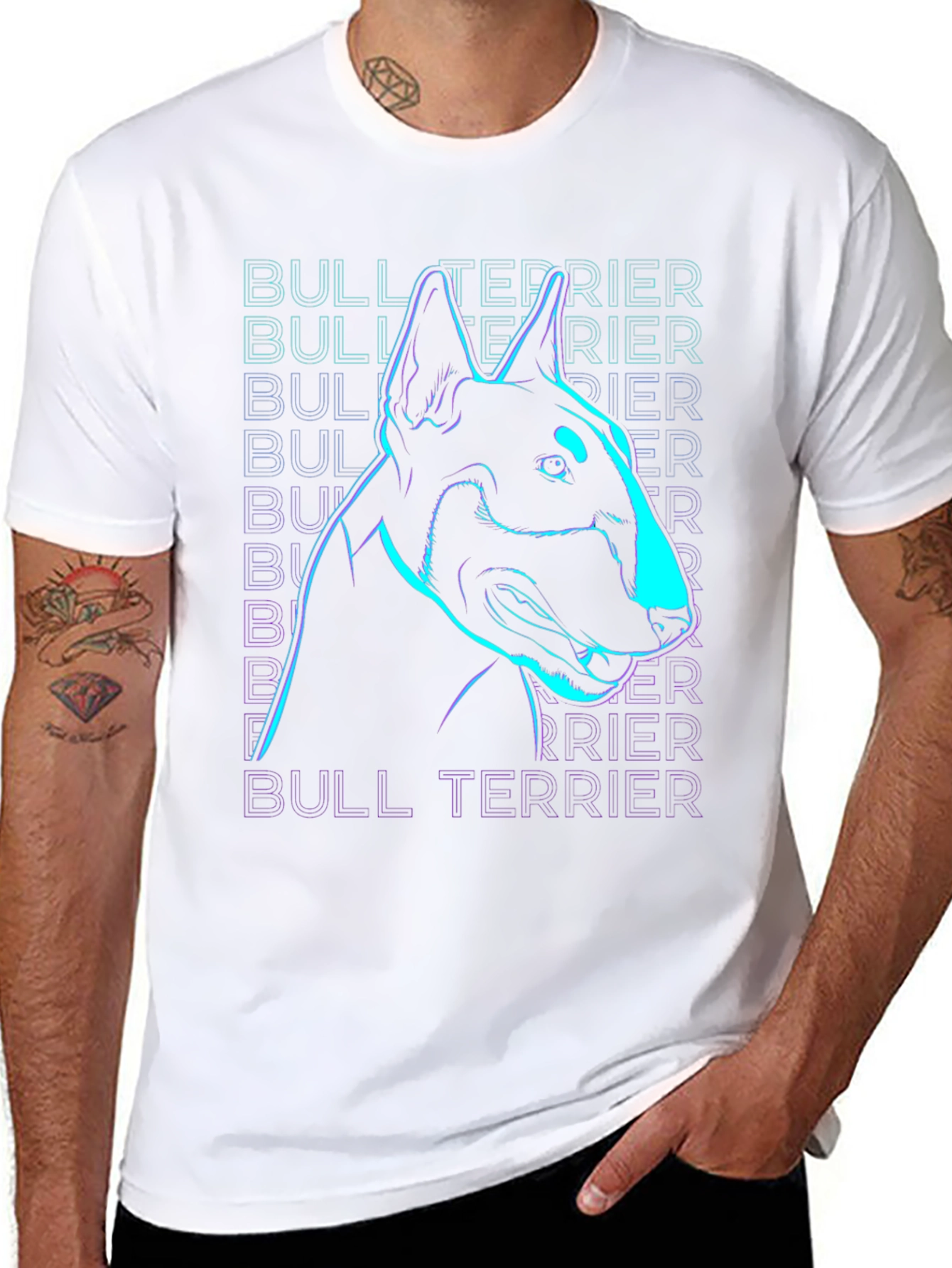 Neon Bull Terrier Graphic T-Shirt