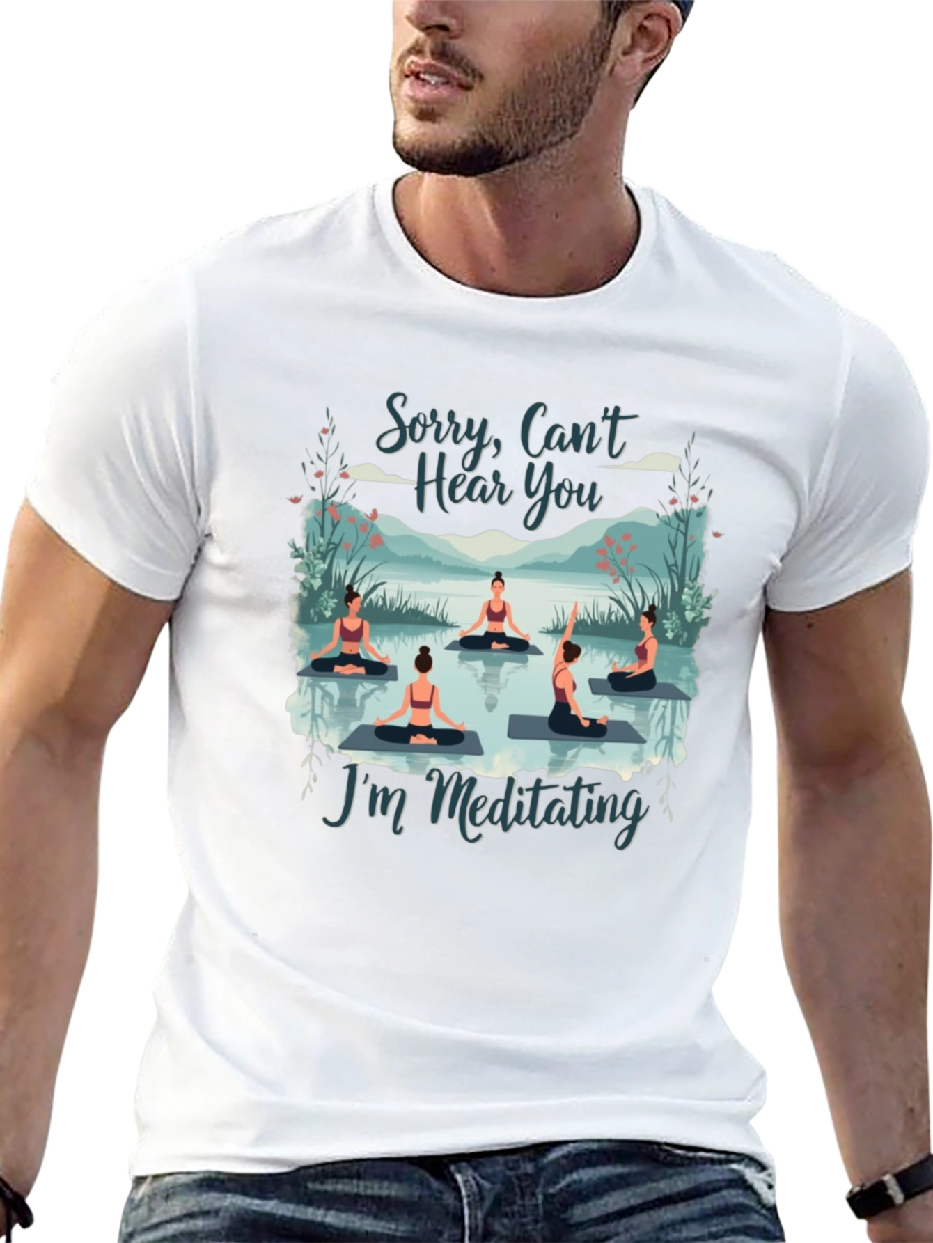 Meditating Yoga T-Shirt - Cant Hear You Tee