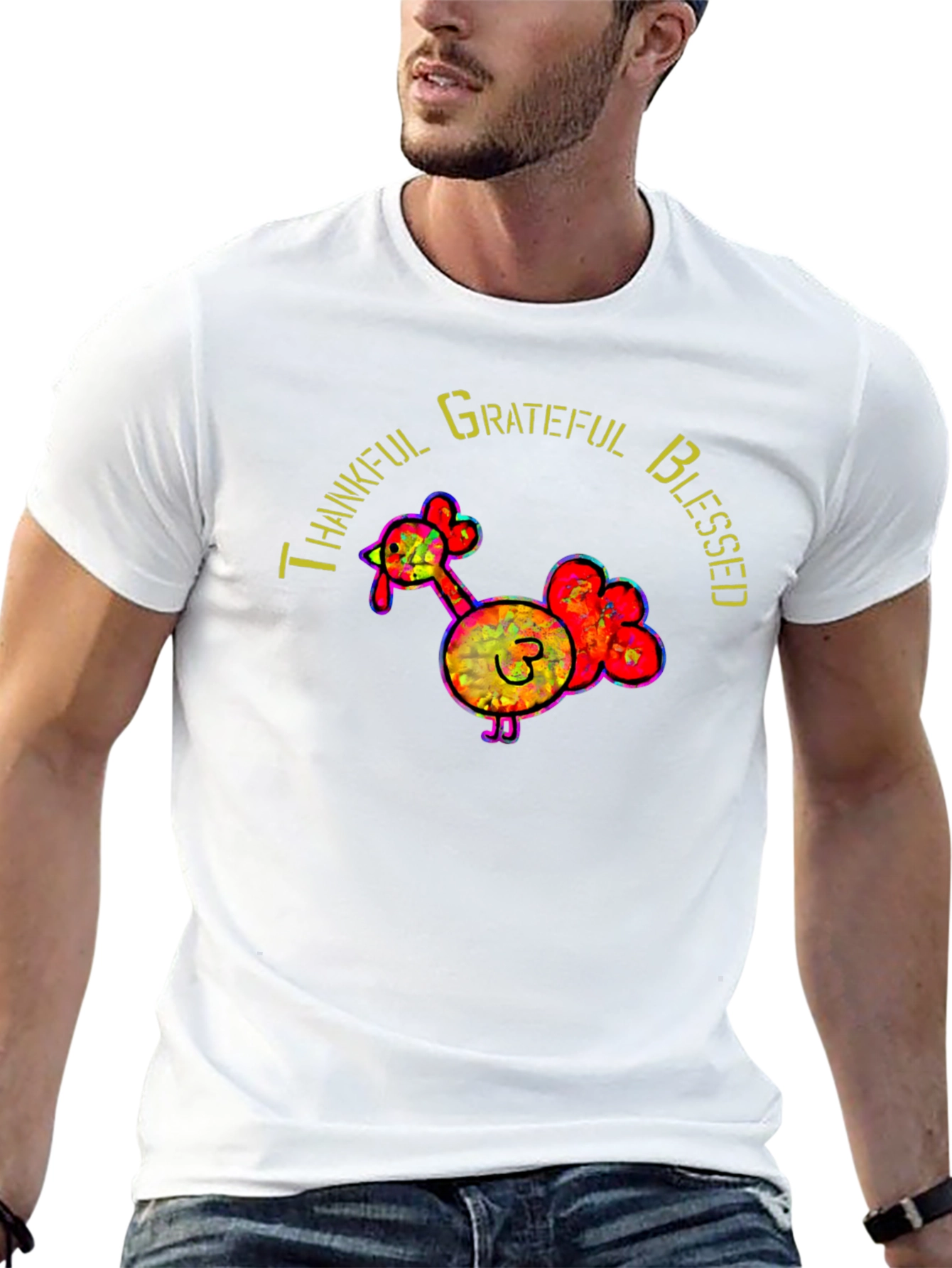 Thankful Grateful Blessed Thanksgiving Turkey T-Shirt