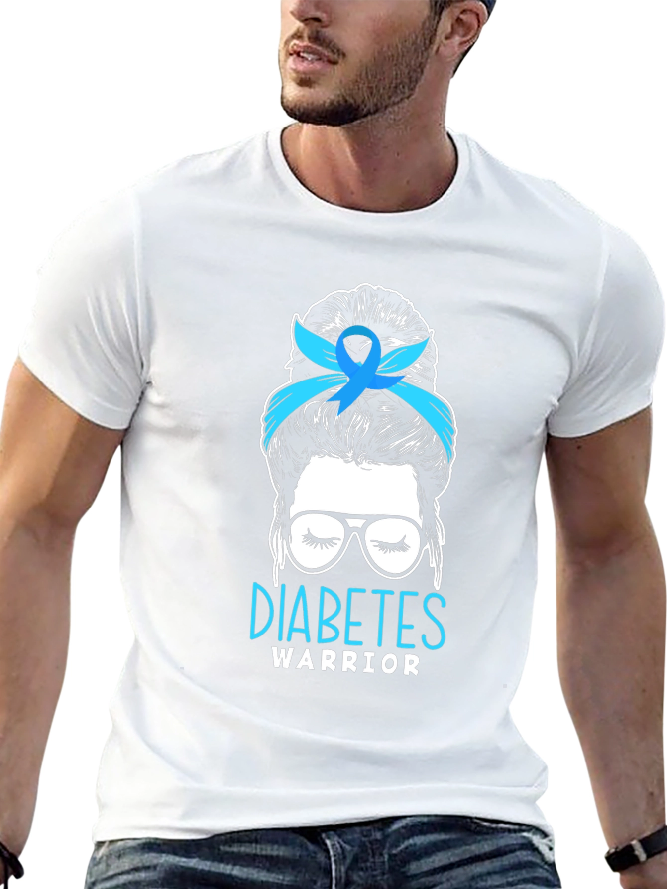 Diabetes Warrior Messy Bun T-Shirt