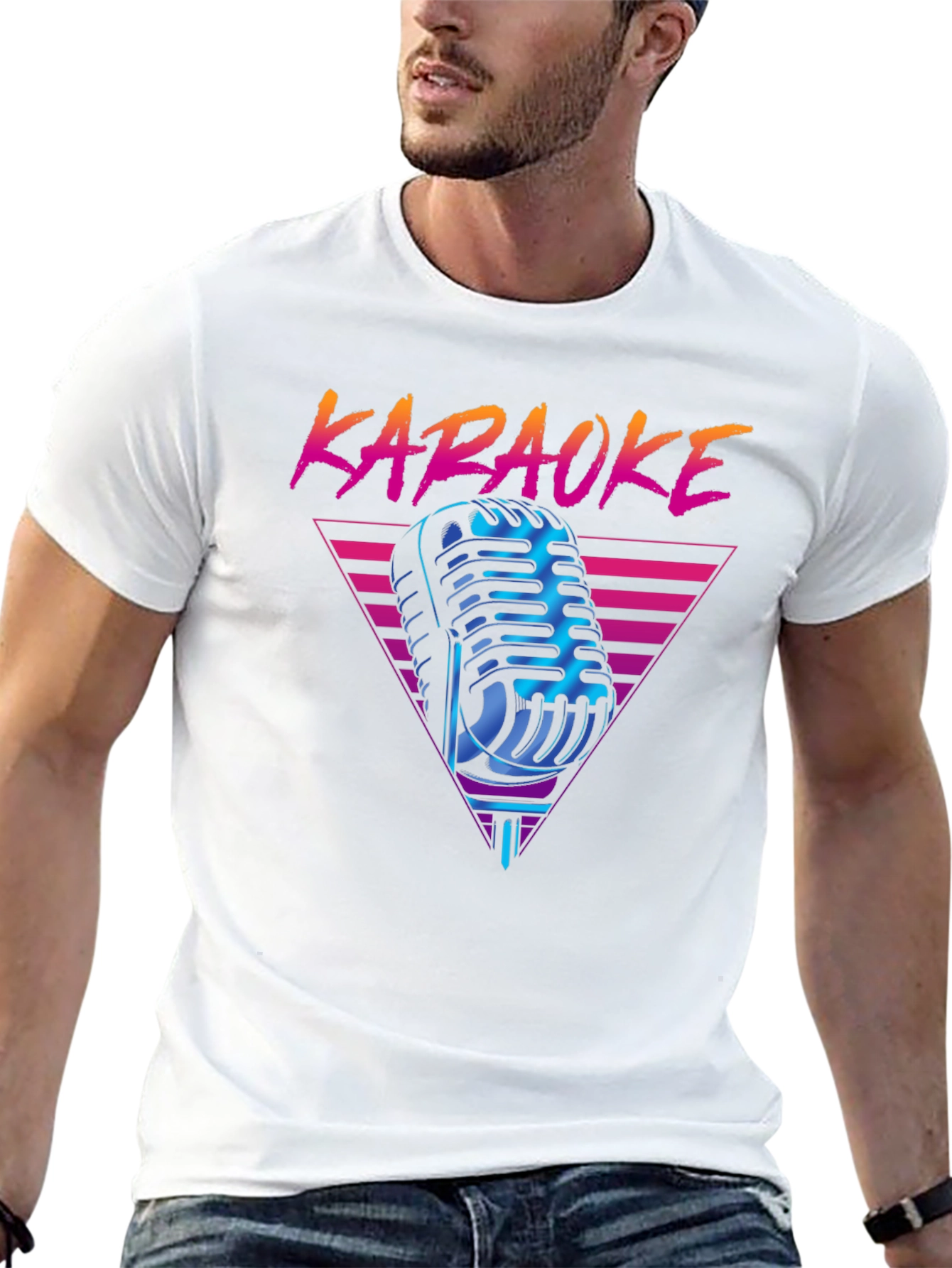 Retro Karaoke Microphone Graphic T-Shirt