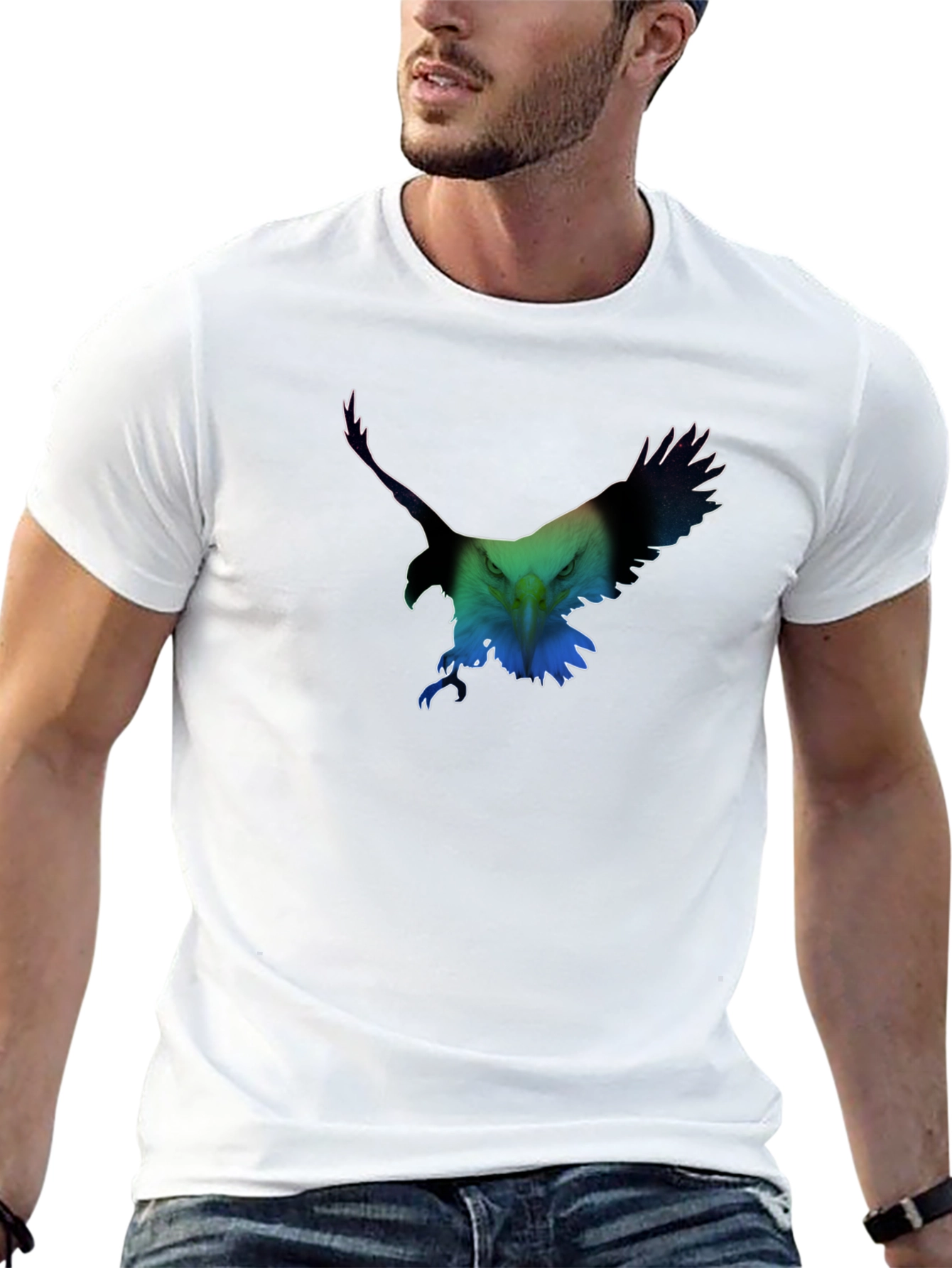 Eagle Graphic Print Crew Neck T-Shirt