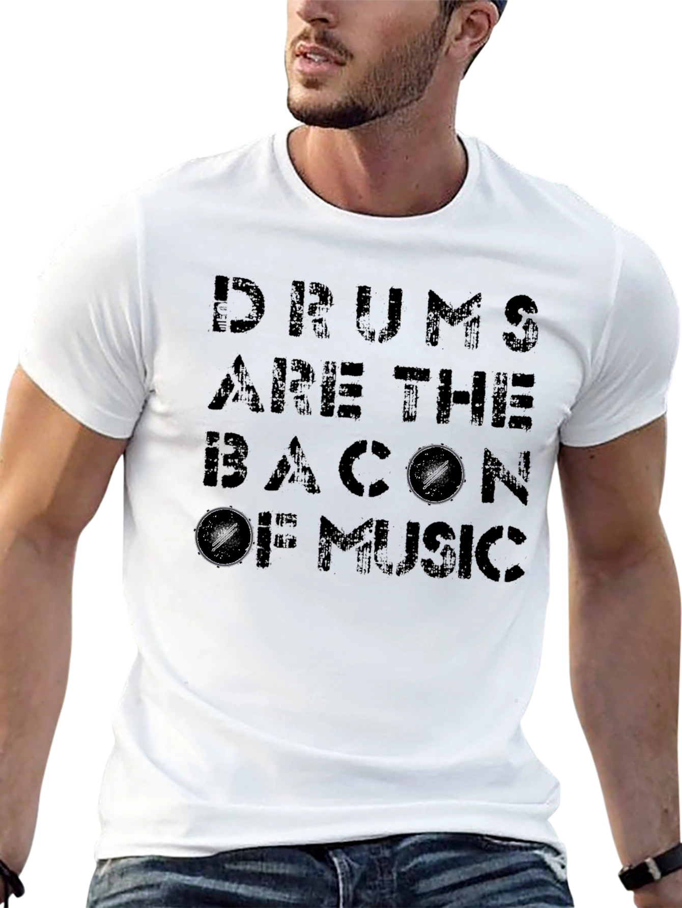 Drums are the Bacon of Music Black T-Shirt