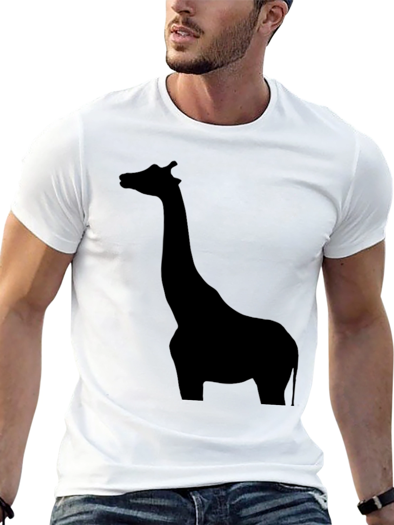 Mens Black Giraffe Silhouette Graphic T-Shirt
