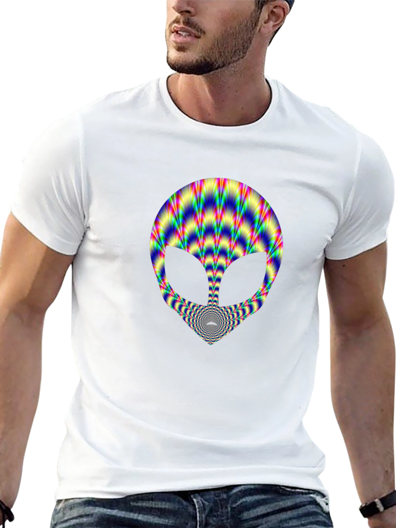 Psychedelic Alien Head Graphic Black T-Shirt