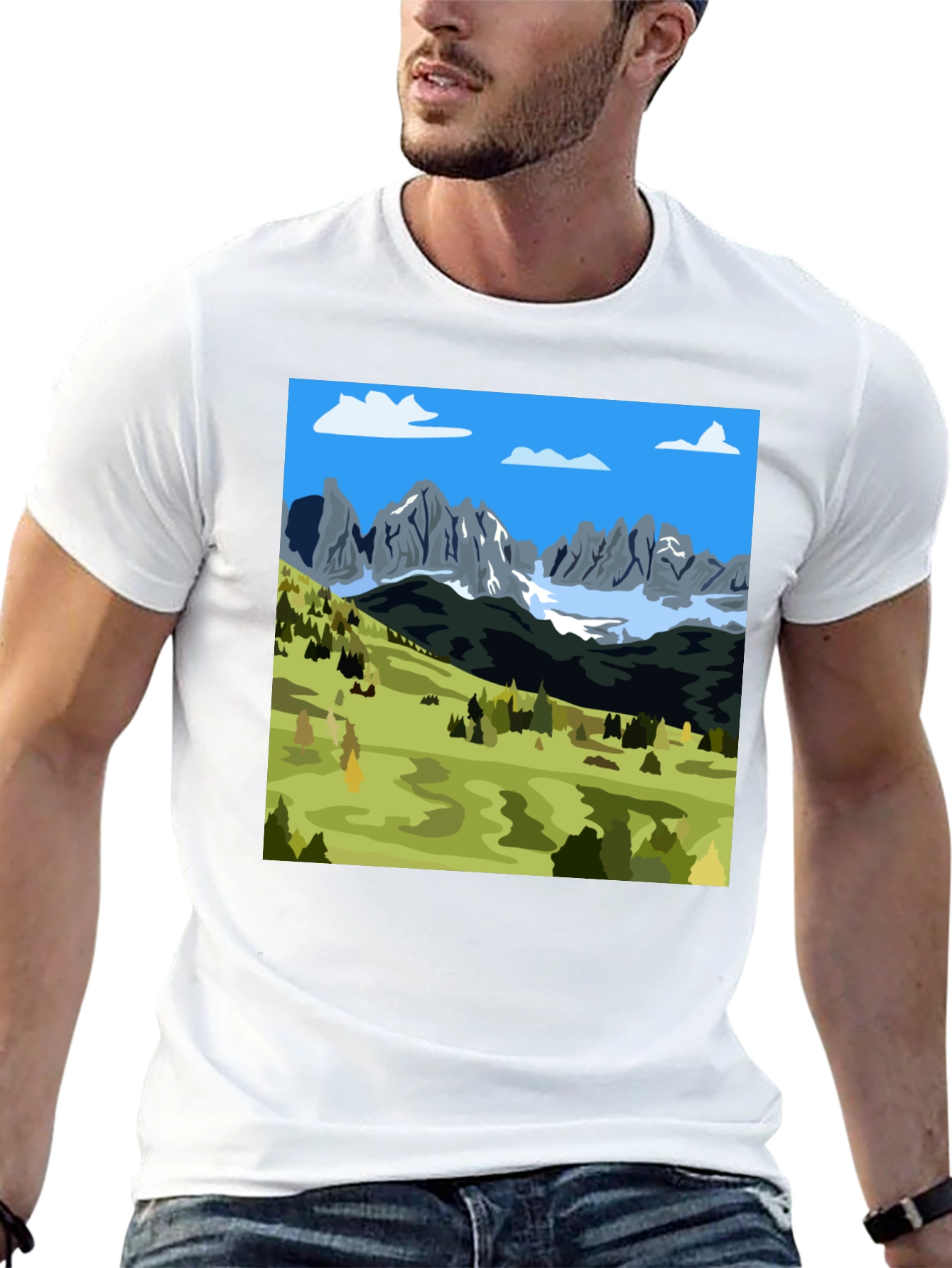 Mountains Landscape Graphic Tee - Black
