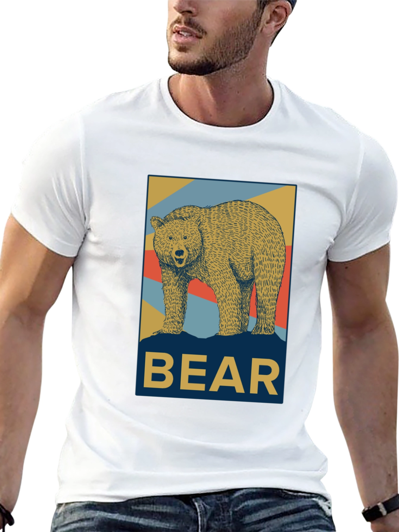 Retro Bear Graphic Tee - Black Casual T-Shirt
