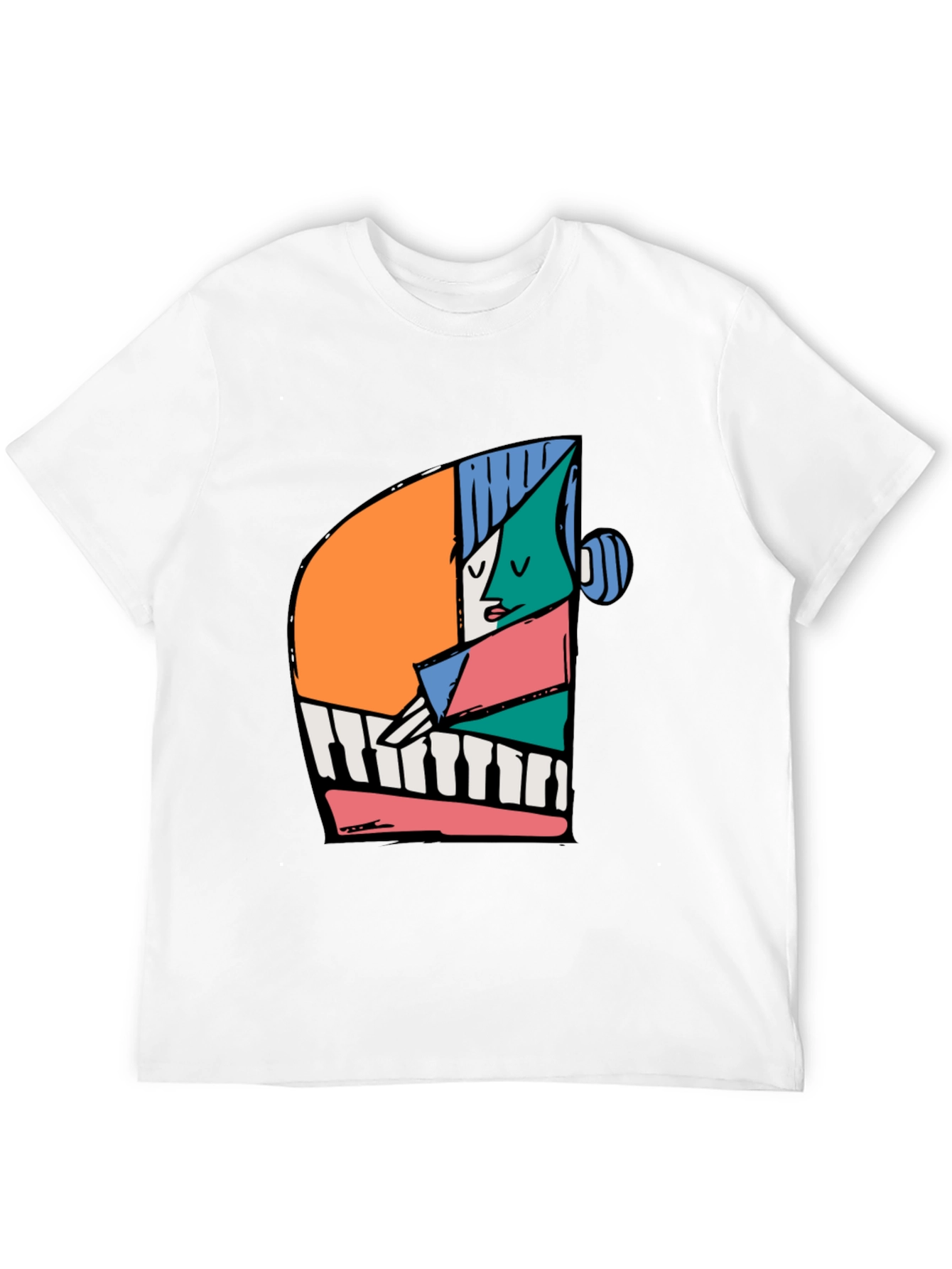 Abstract Piano Player Graphic Tee - Black Unisex T-Shirt