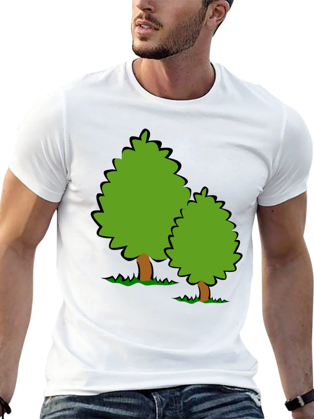 Cartoon Tree Graphic Black T-Shirt