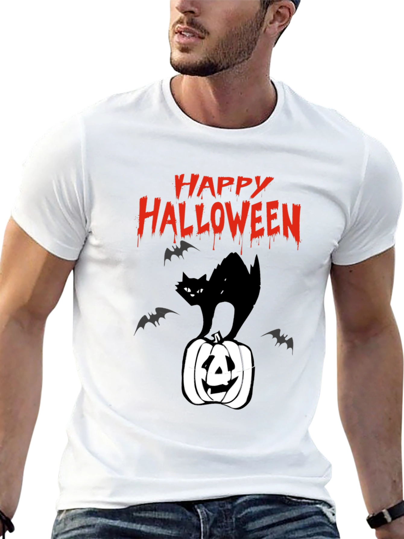 Happy Halloween Black Cat Pumpkin T-Shirt