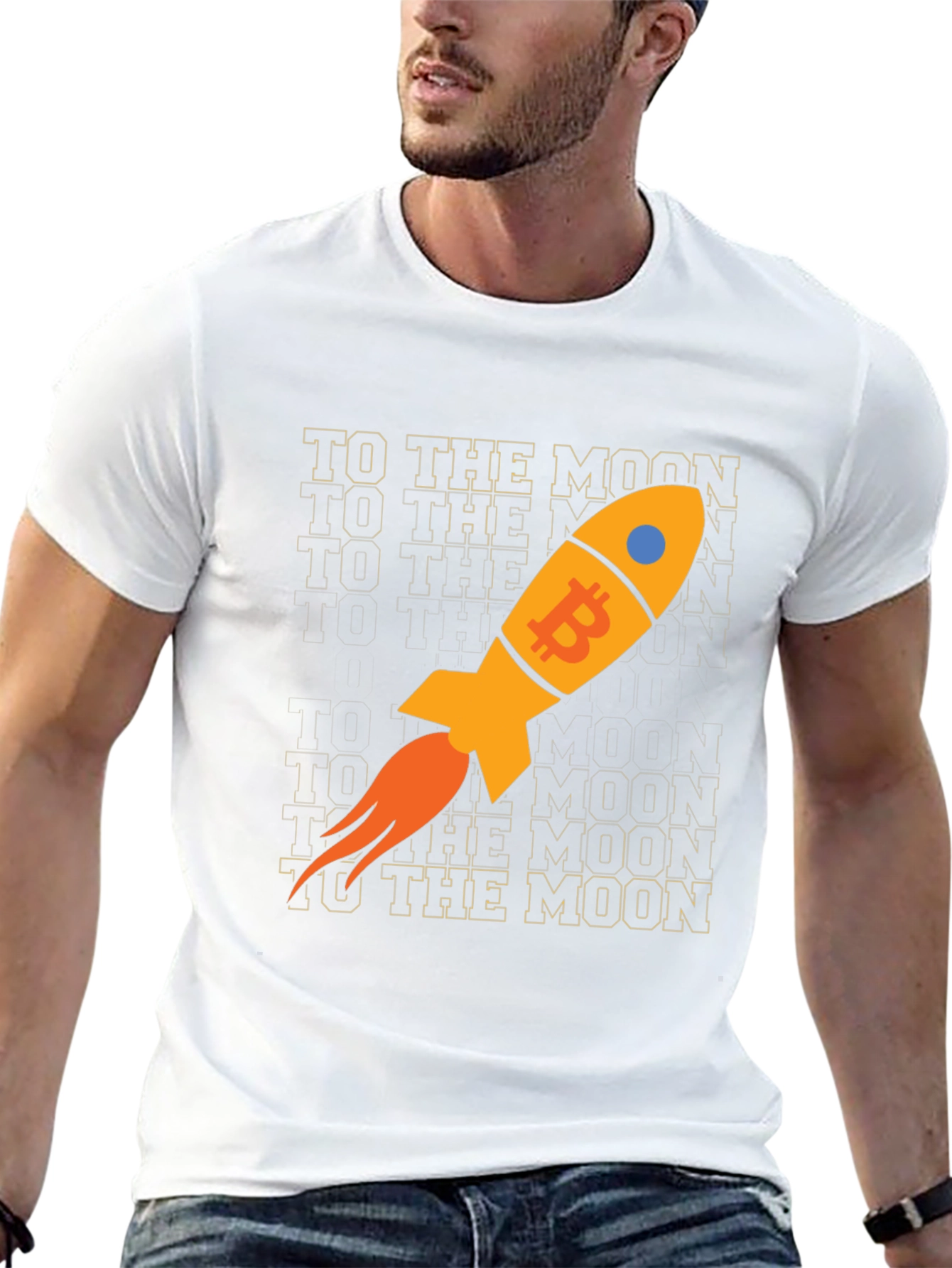 Bitcoin Rocket To The Moon Black T-Shirt