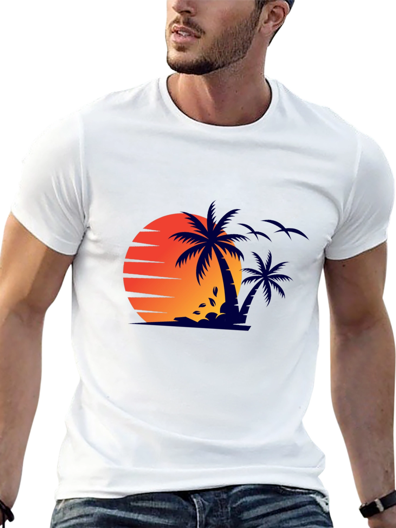 Sunset Palm Tree Graphic Tee - Stylish Summer Shirt