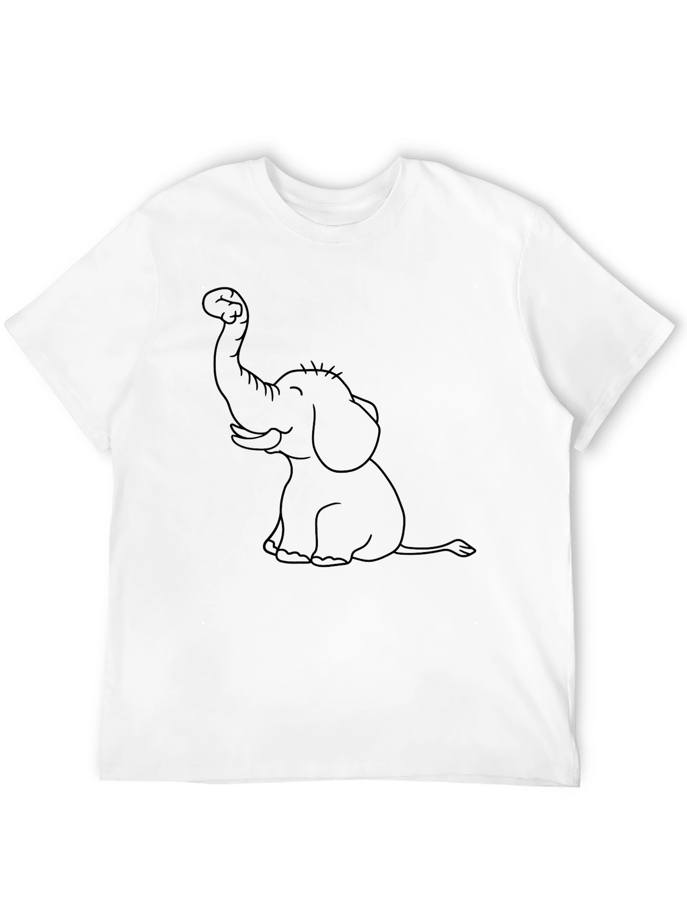 Elephant Outline Black T-Shirt - Cute Cartoon Tee