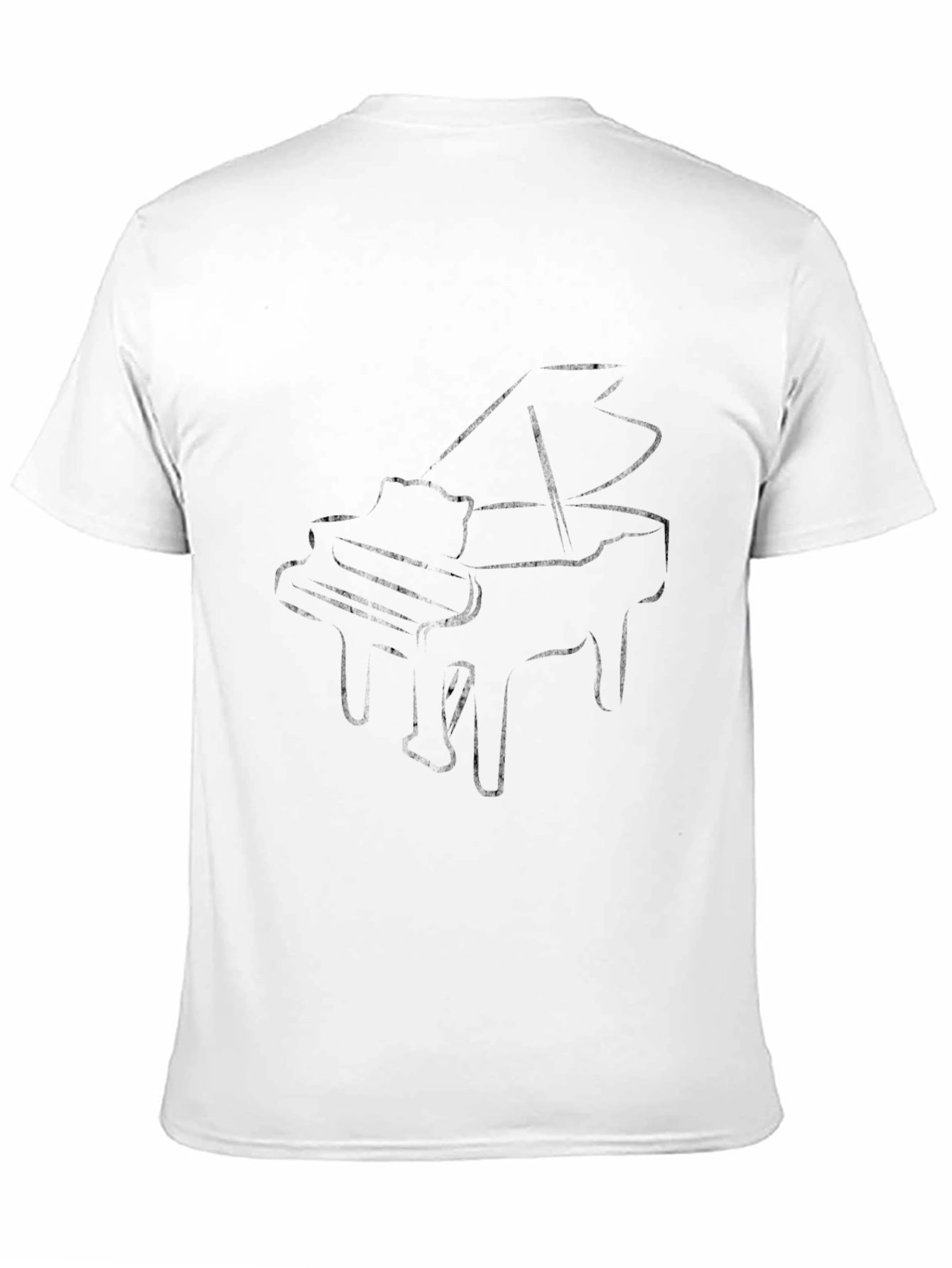 Grand Piano Outline Black T-Shirt