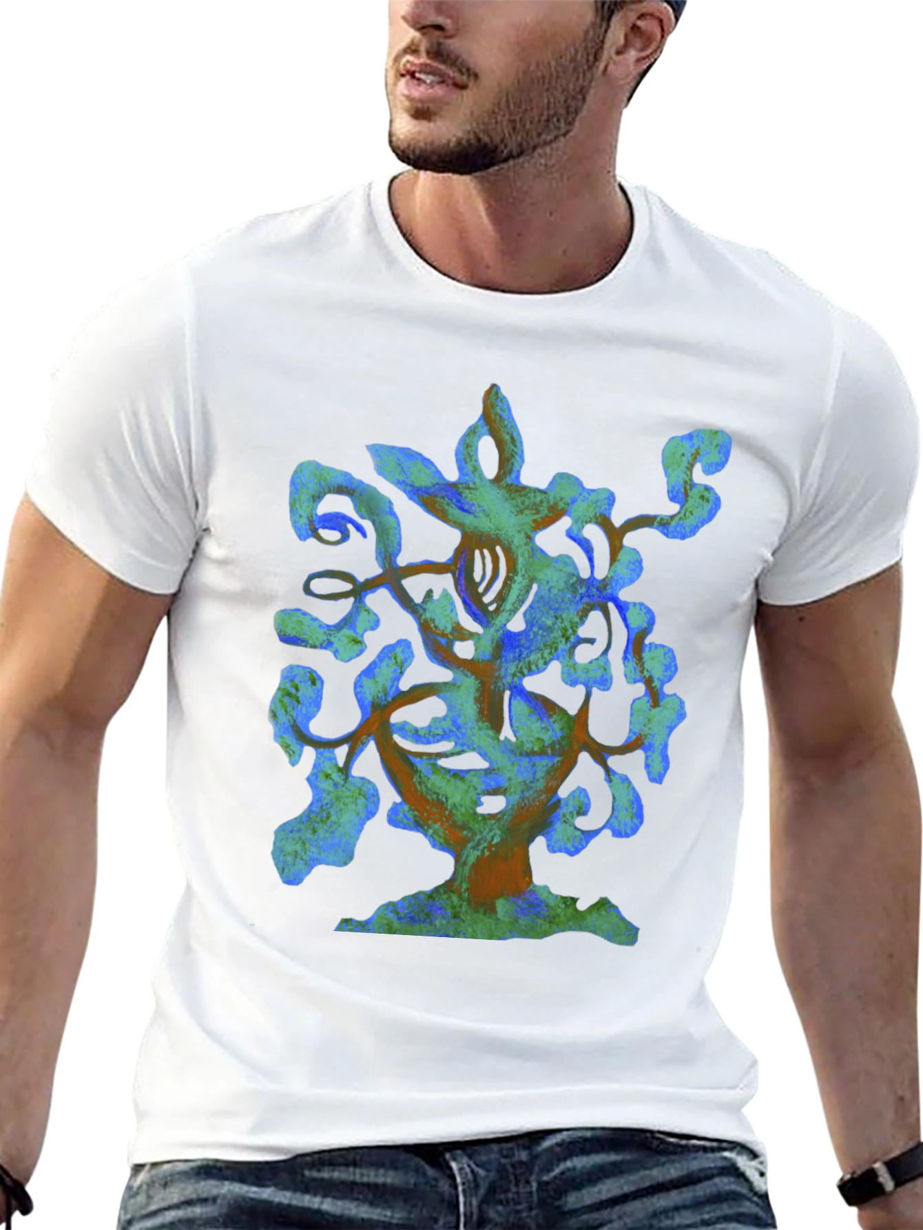 Abstract Tree Graphic Black T-Shirt