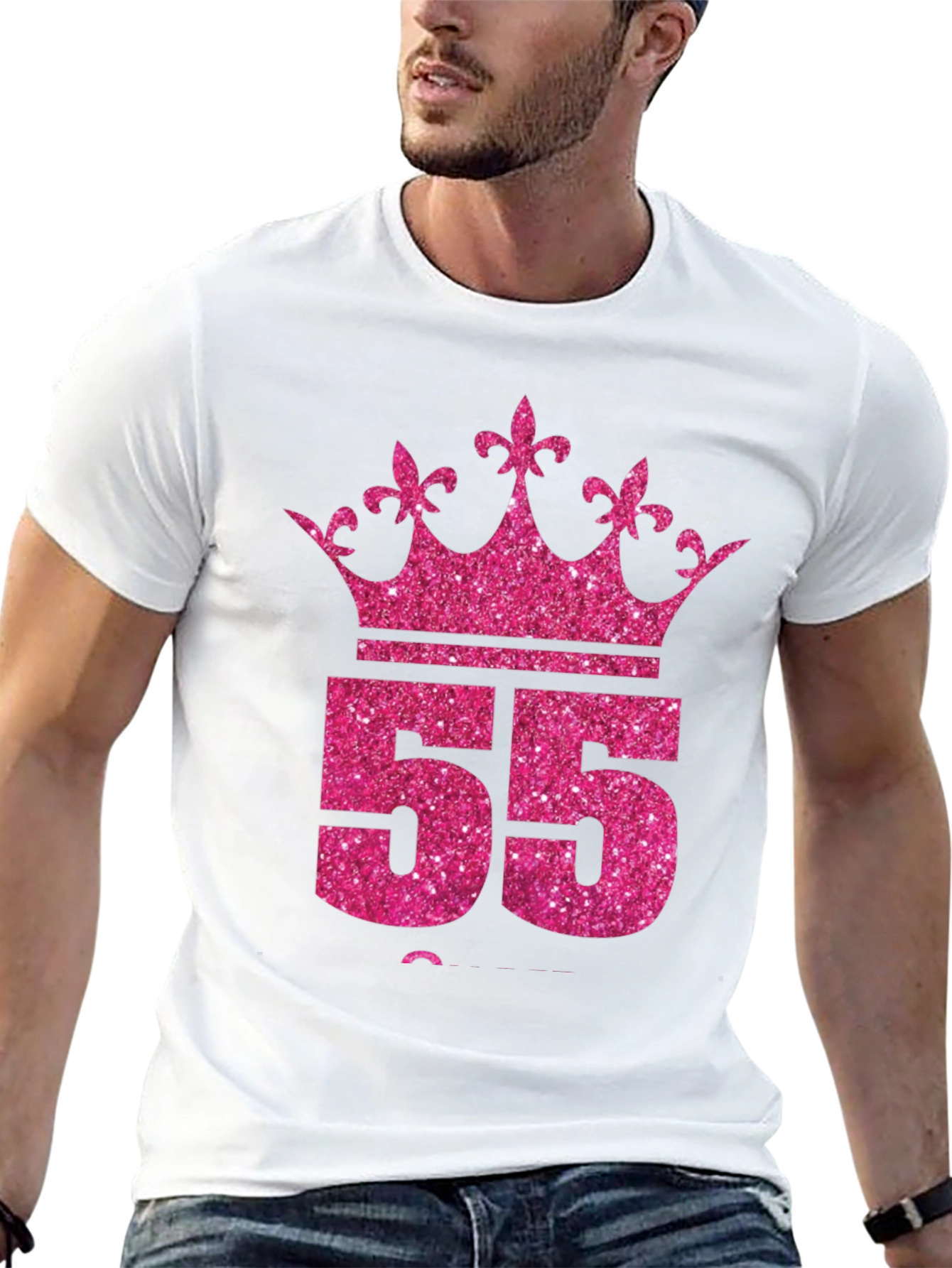 Queen 55th Birthday T-Shirt - Pink Glitter