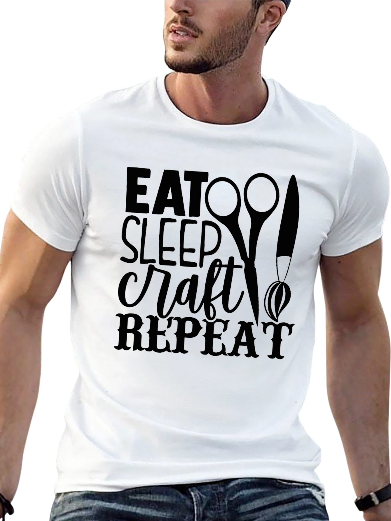 Eat Sleep Craft Repeat Black T-Shirt