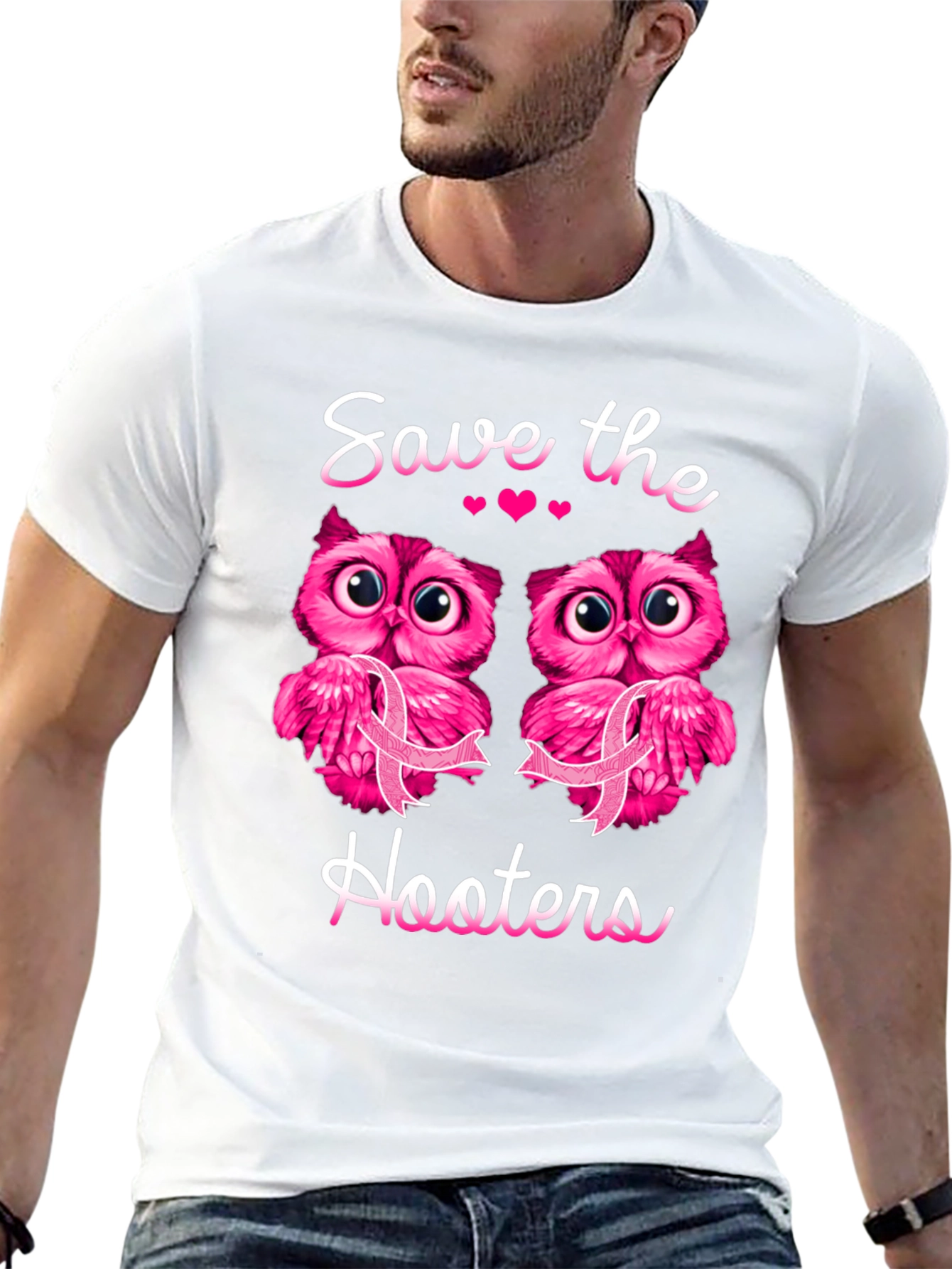 Save The Hooters Owl Breast Cancer Awareness T-Shirt