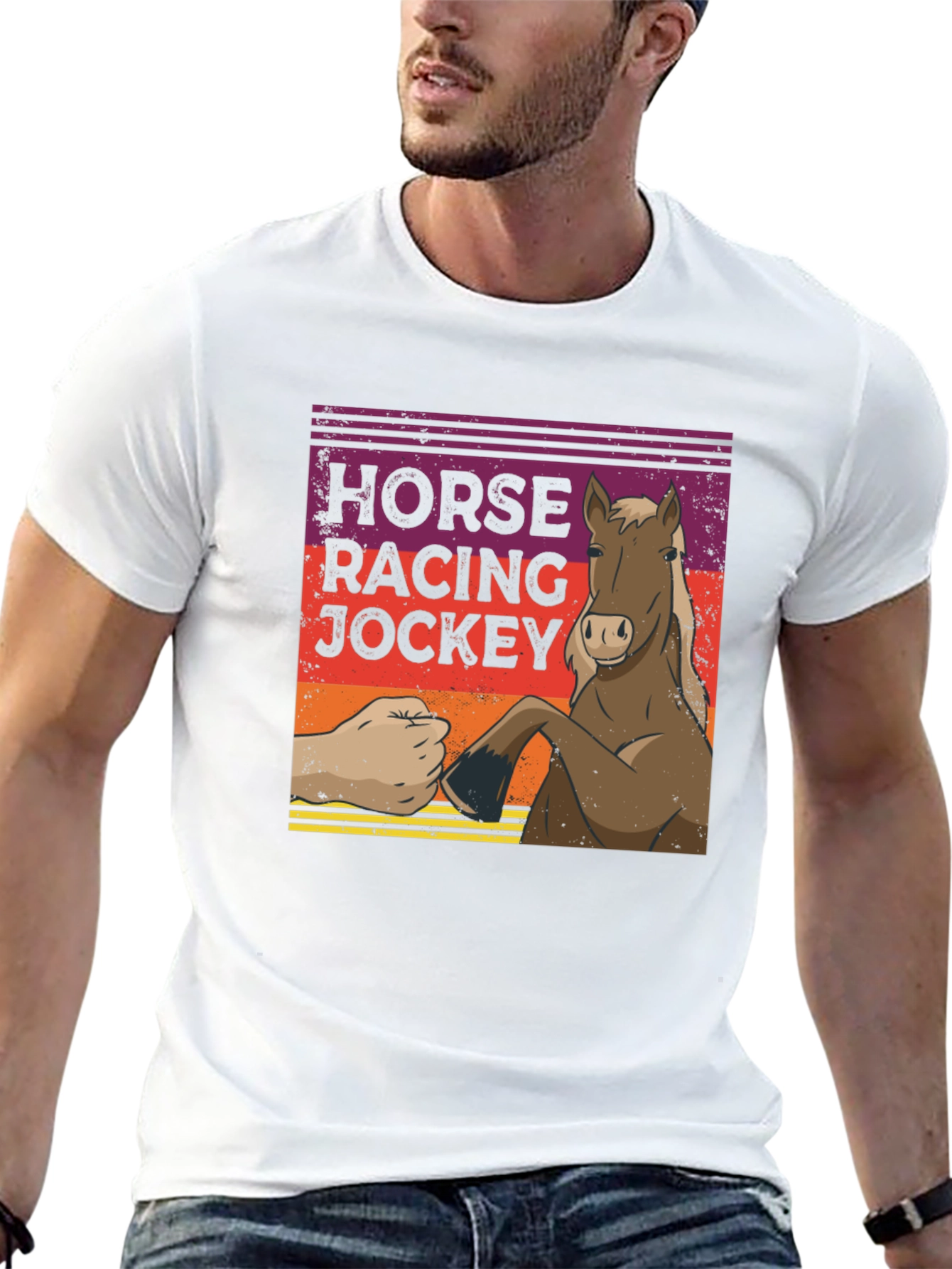 Horse Racing Jockey Fist Bump Graphic Tee