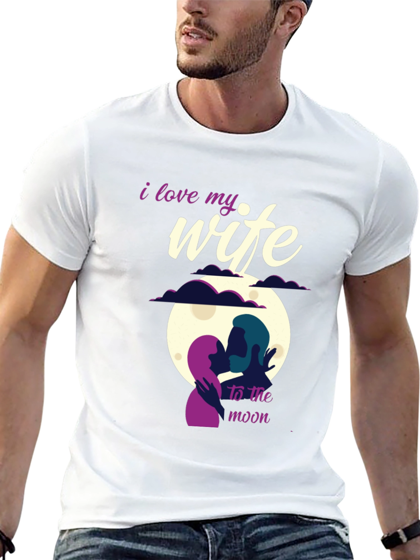 I Love My Wife to the Moon Black T-Shirt