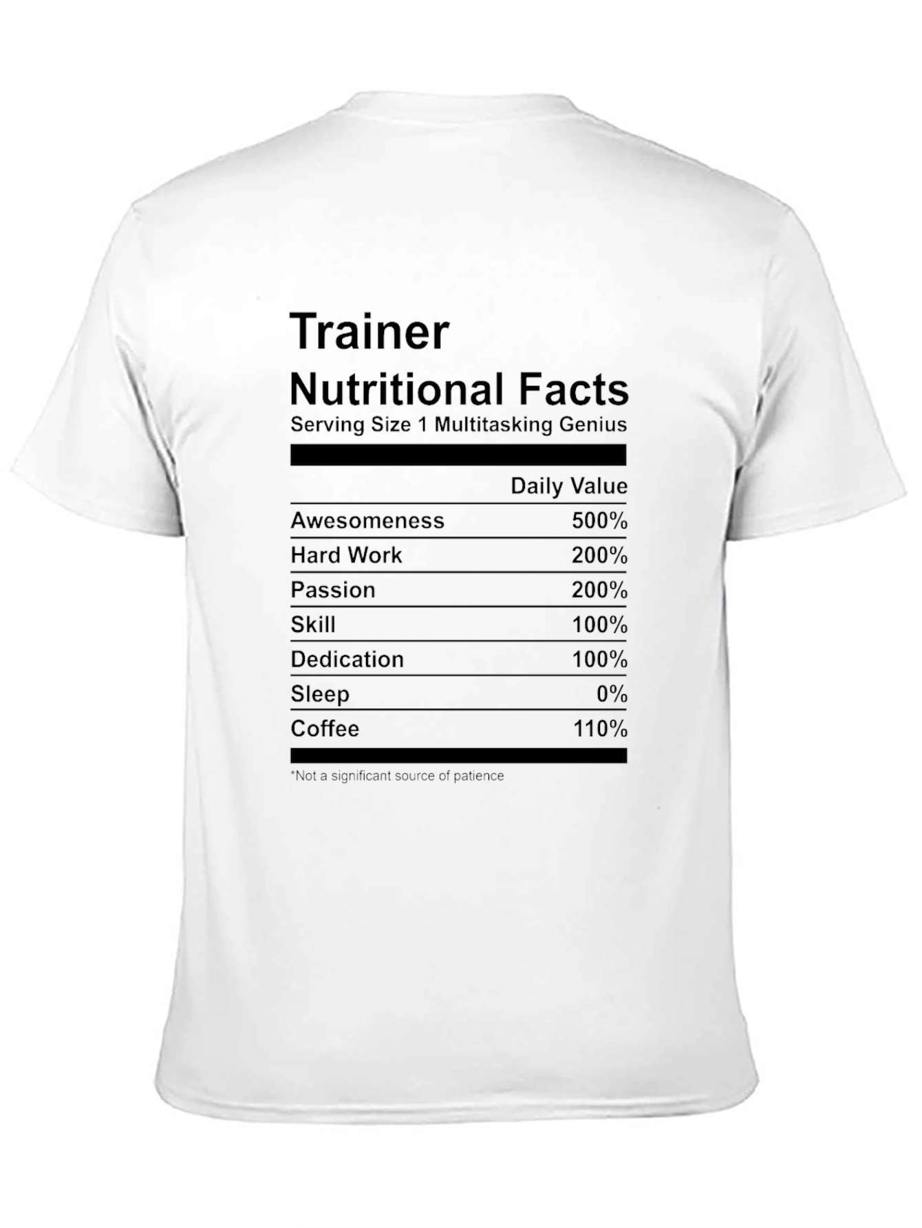 Trainer Nutritional Facts Graphic T-Shirt