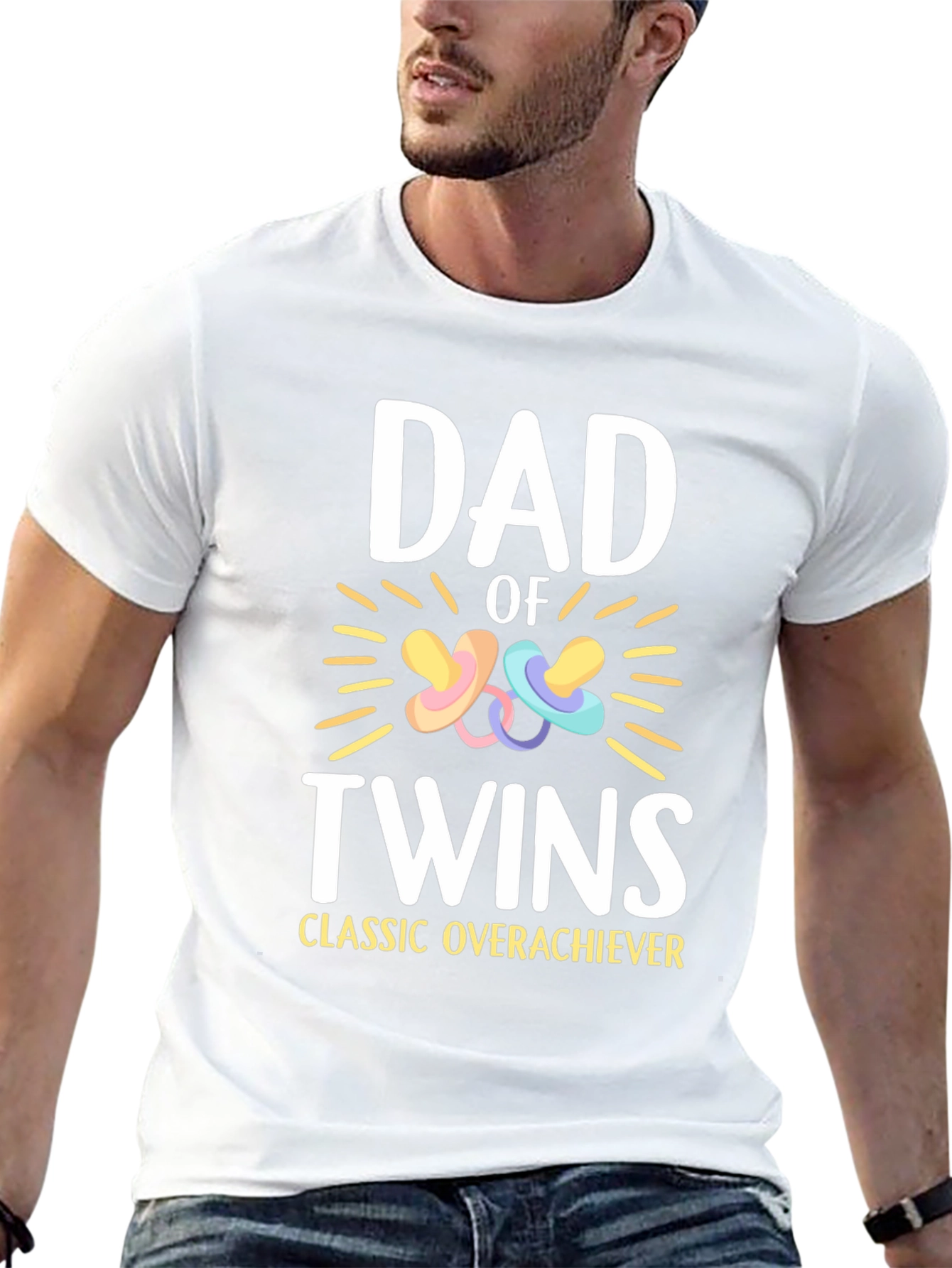 Dad of Twins T-Shirt - Classic Overachiever Tee