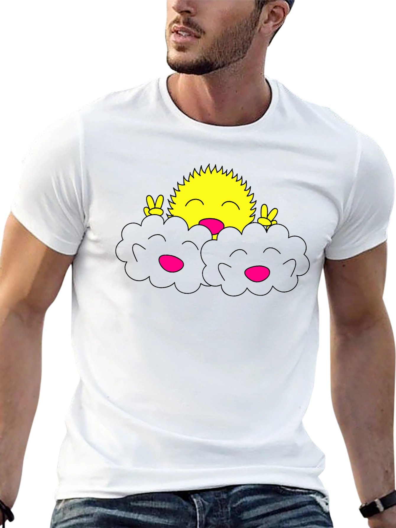 Smiling Sun Peeking From Clouds T-Shirt
