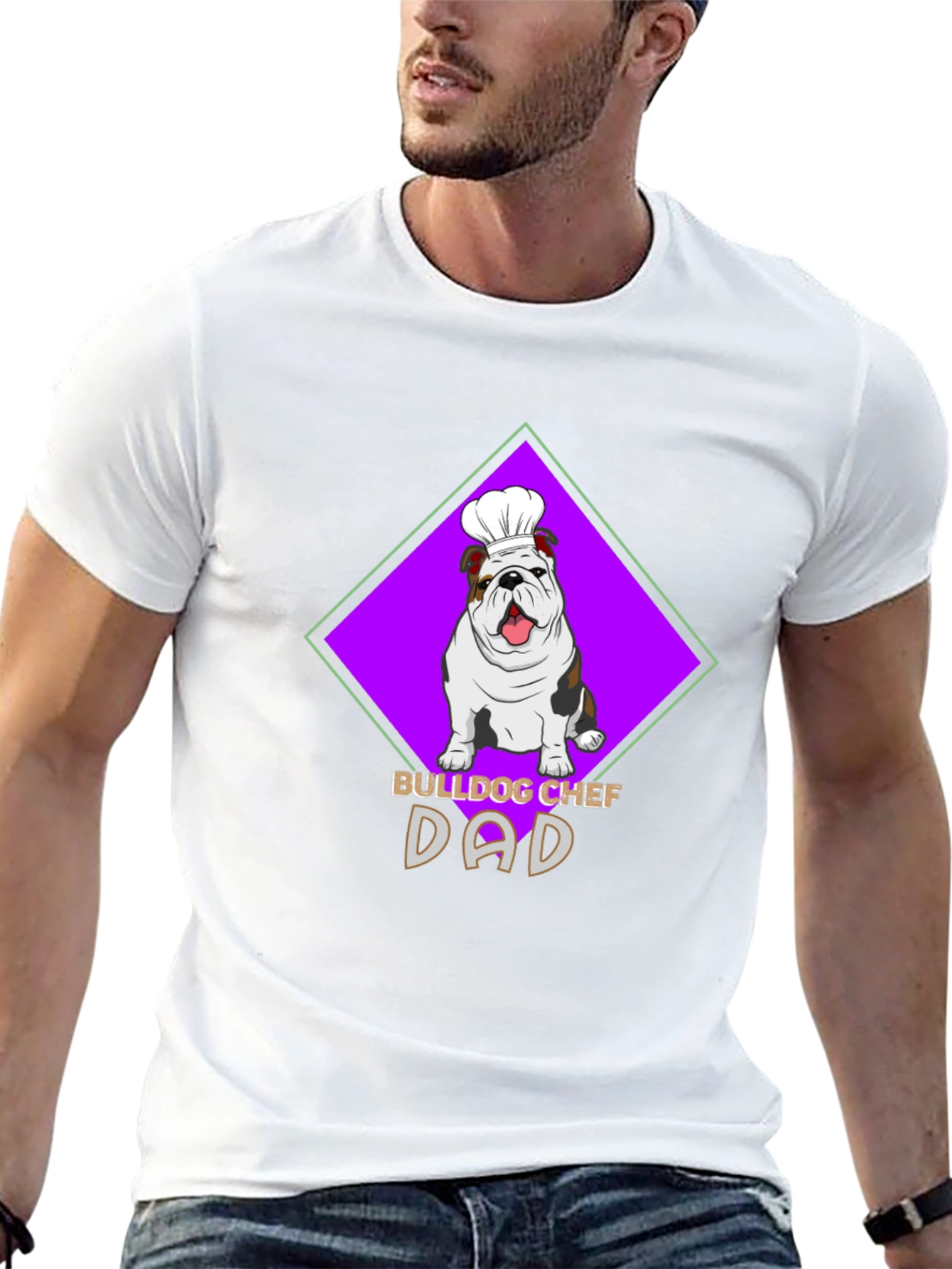 Bulldog Chef Dad Black T-Shirt