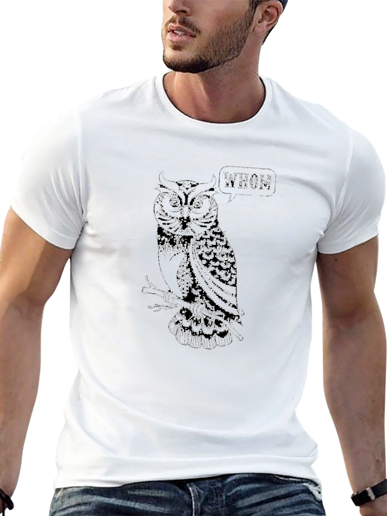 Owl Whom T-Shirt - Black Cotton Tee