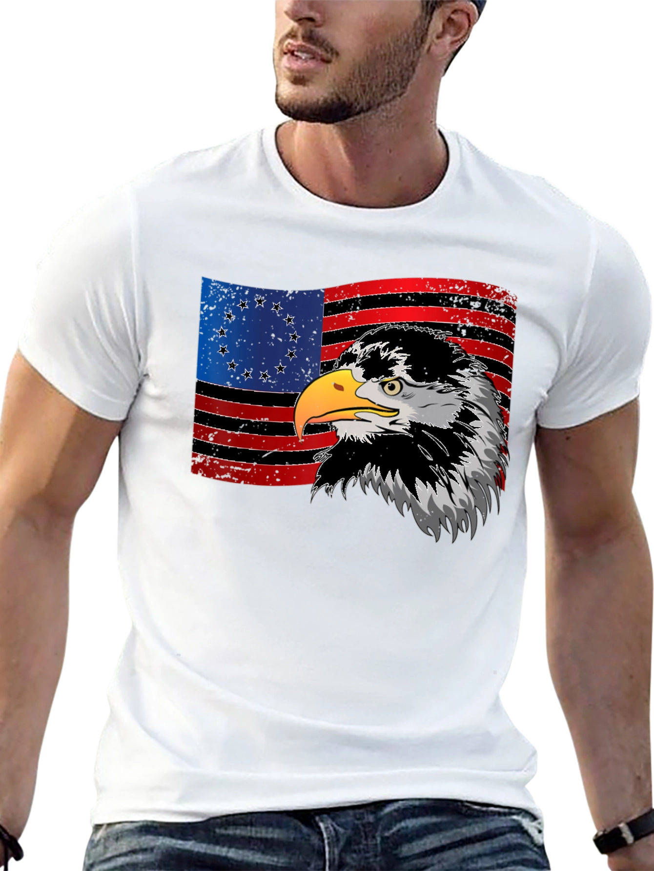 Eagle & Betsy Ross Flag Graphic T-Shirt