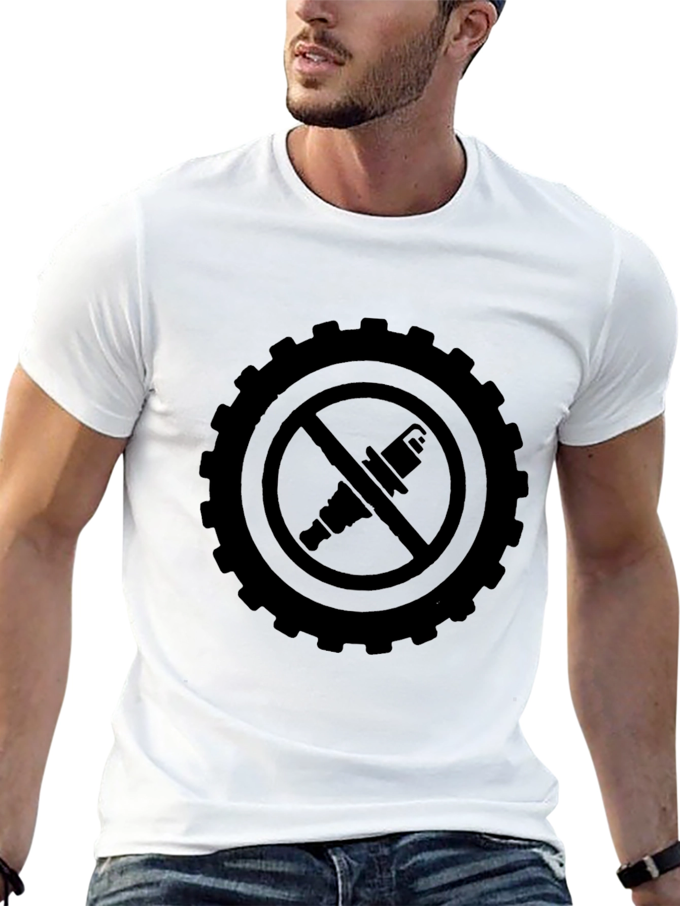 Black No Spark Plug T-Shirt - Gearhead Design