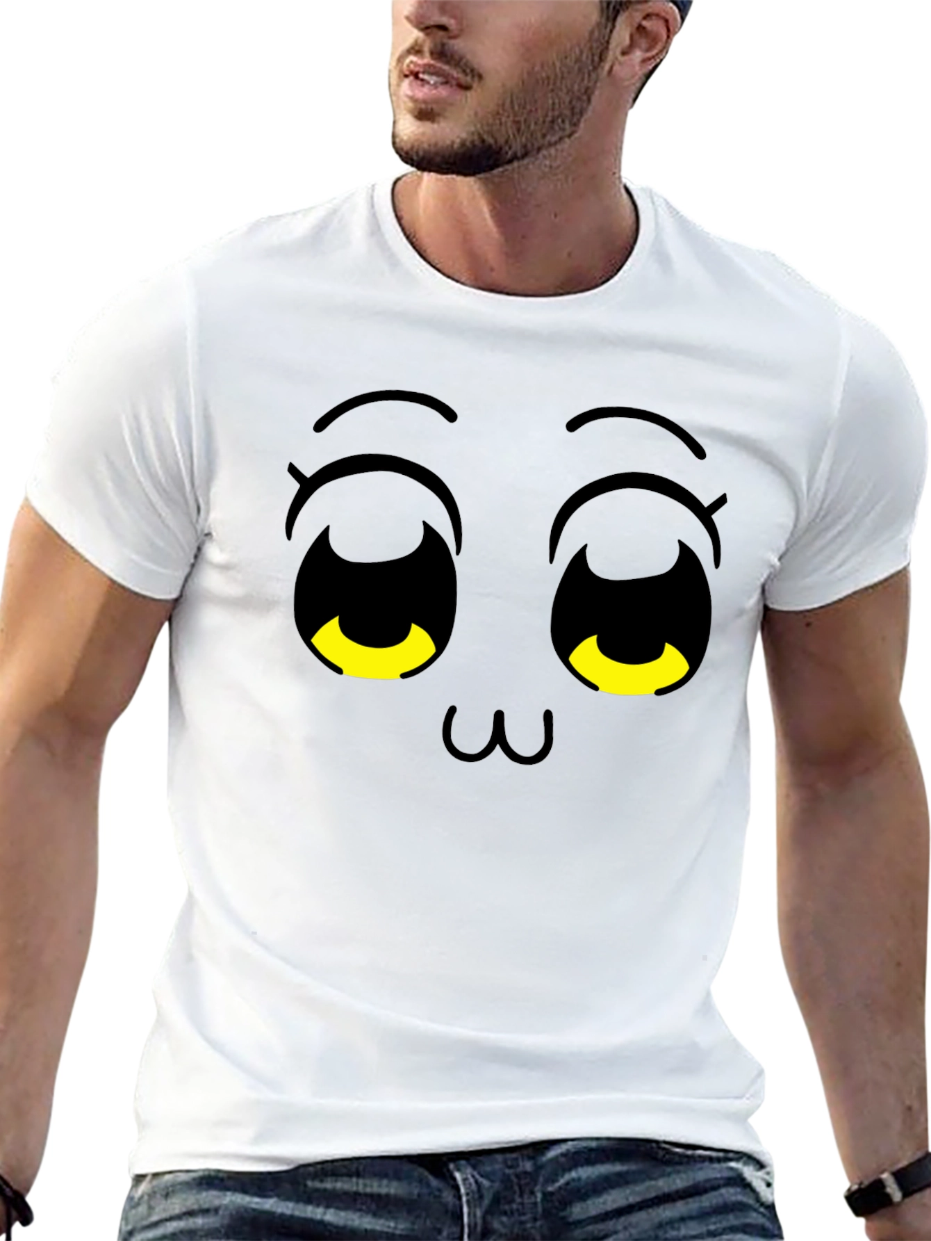 Cute Anime Face Black T-Shirt