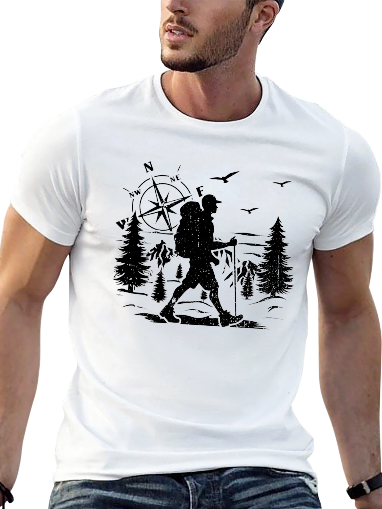 Hiking Compass Graphic Tee - Adventure Awaits