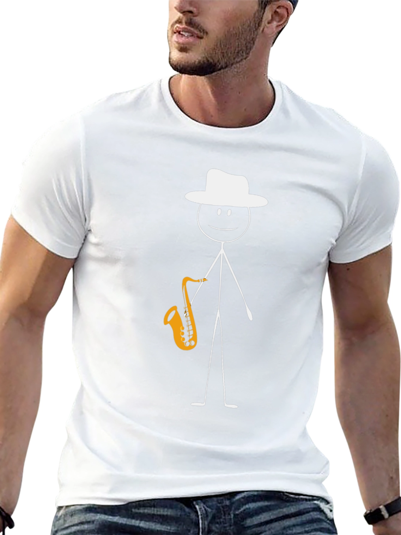 Jazzman Stick Figure T-Shirt - Musical Graphic Tee