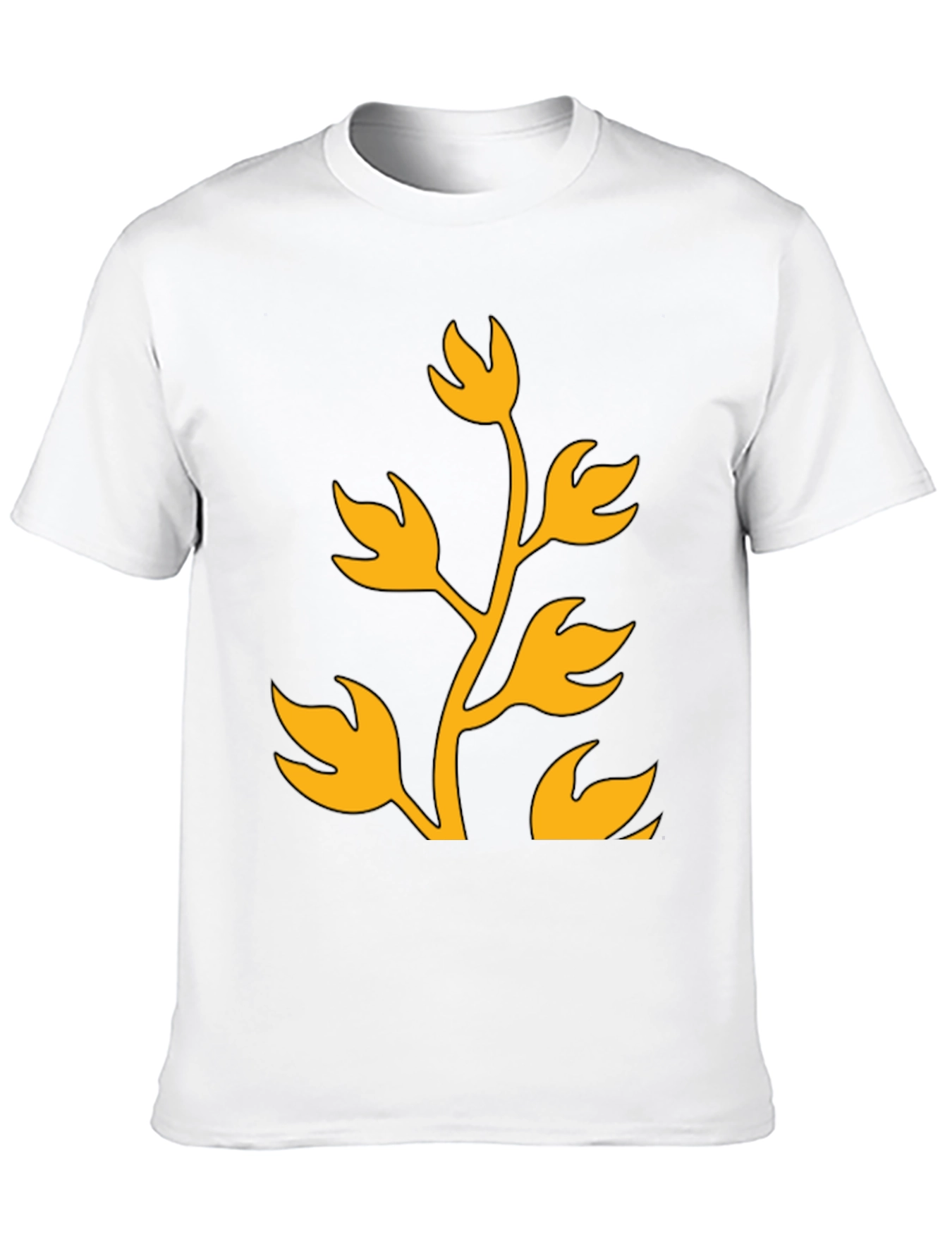 Floral Design T-Shirt - Black with Gold Print