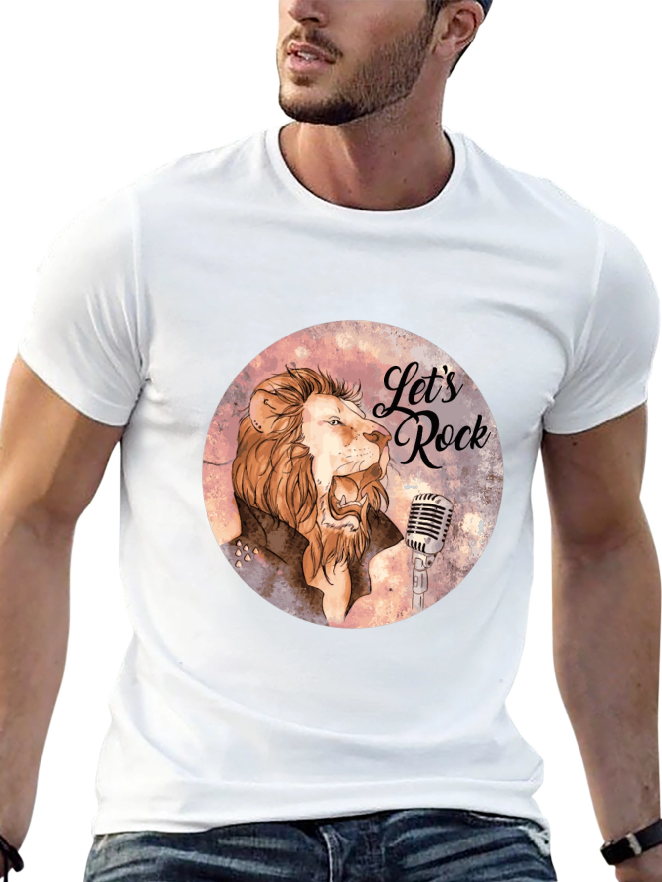 Lets Rock Lion Graphic T-Shirt - Black
