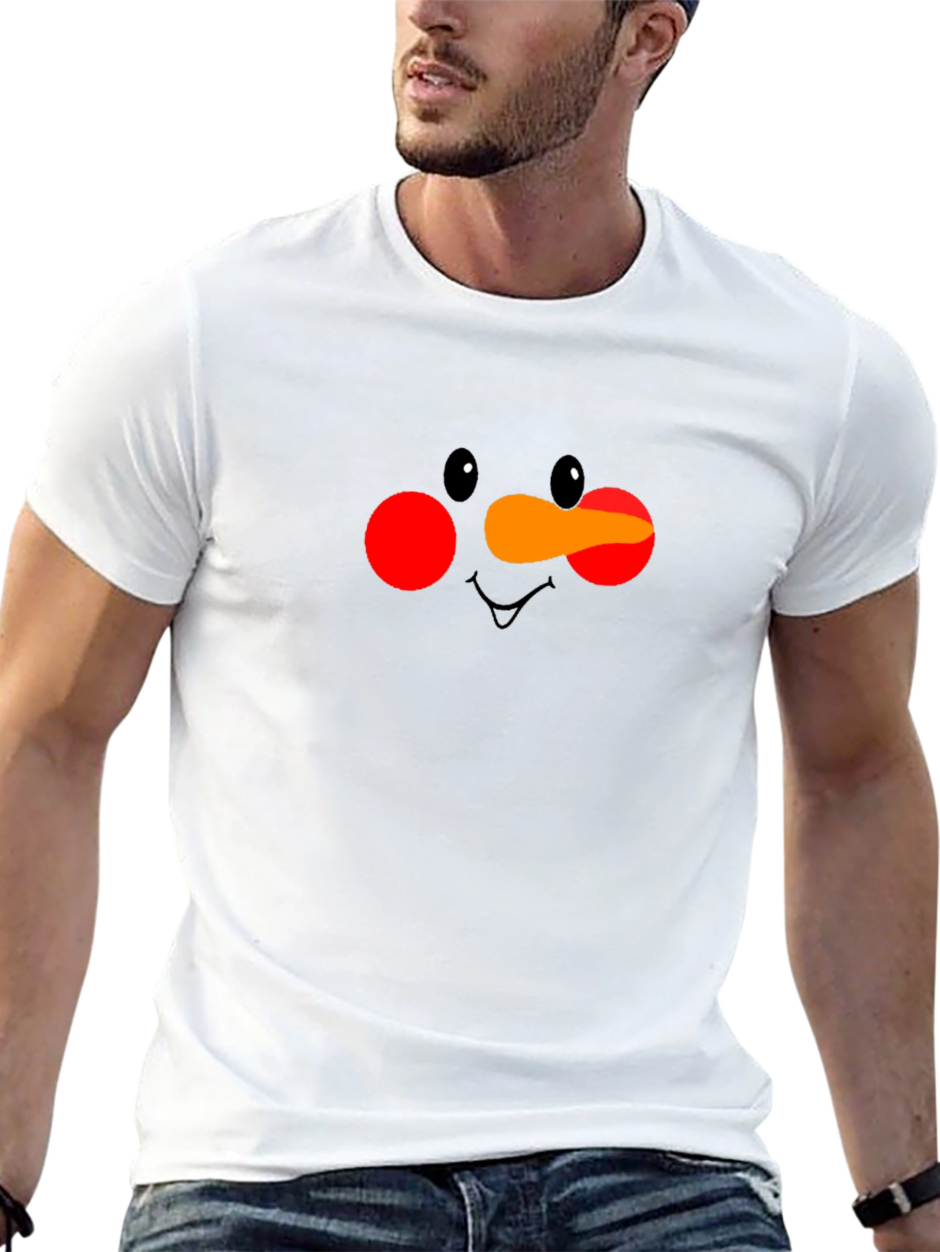 Snowman Face Graphic Tee - Holiday T-Shirt