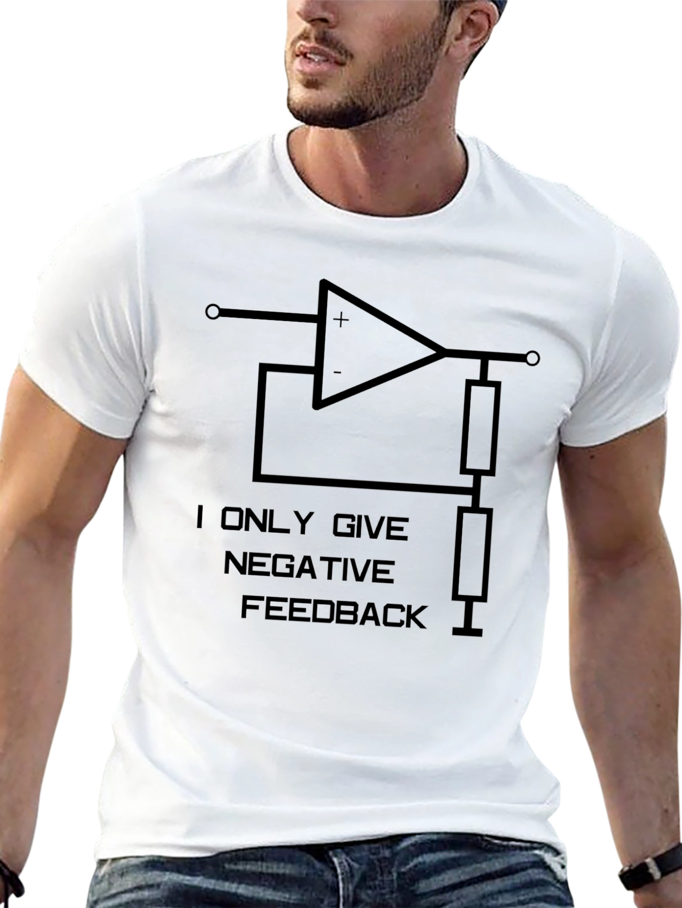 Negative Feedback Op Amp Black Graphic T-Shirt