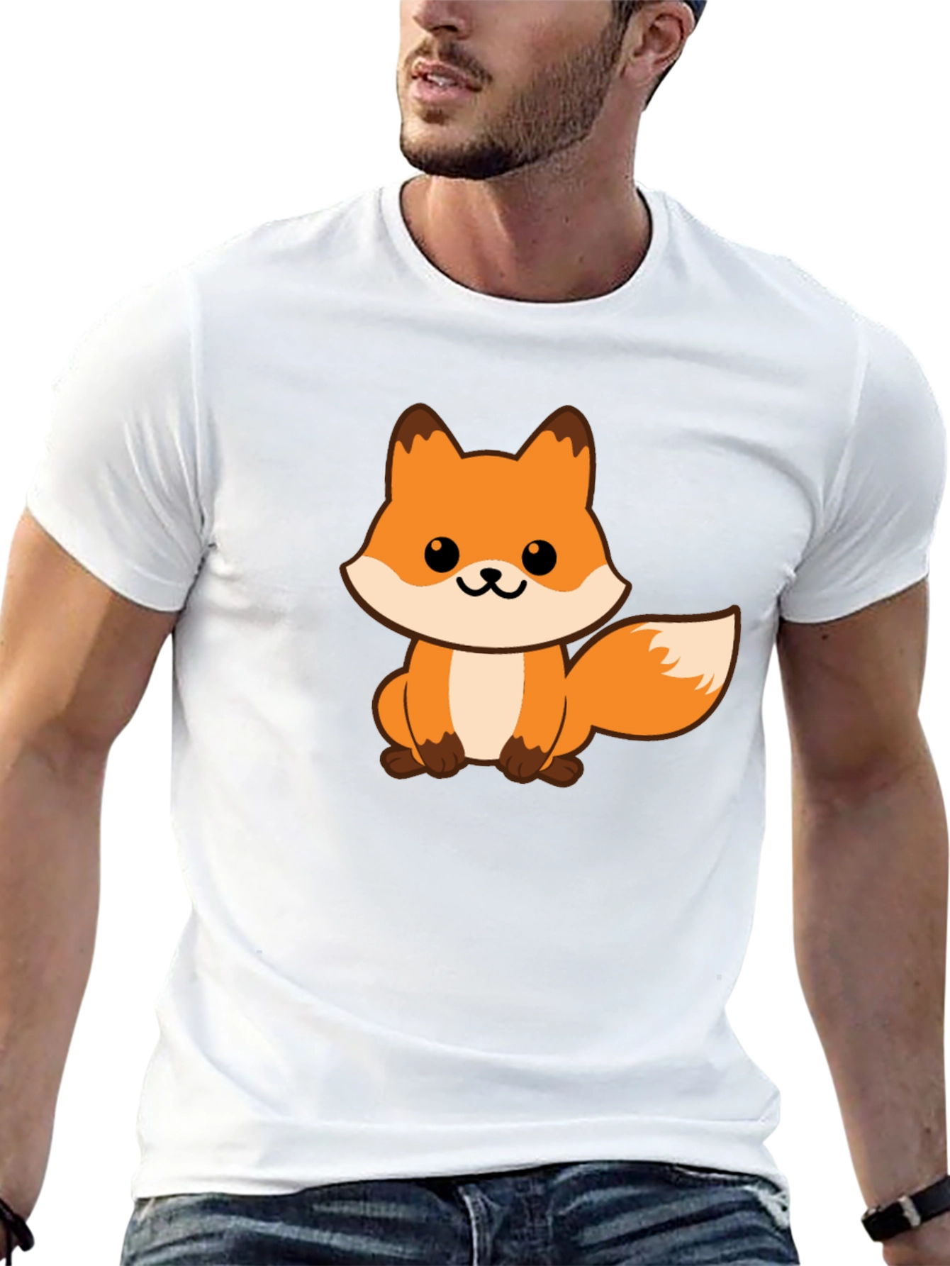 Cute Fox Graphic Black T-Shirt