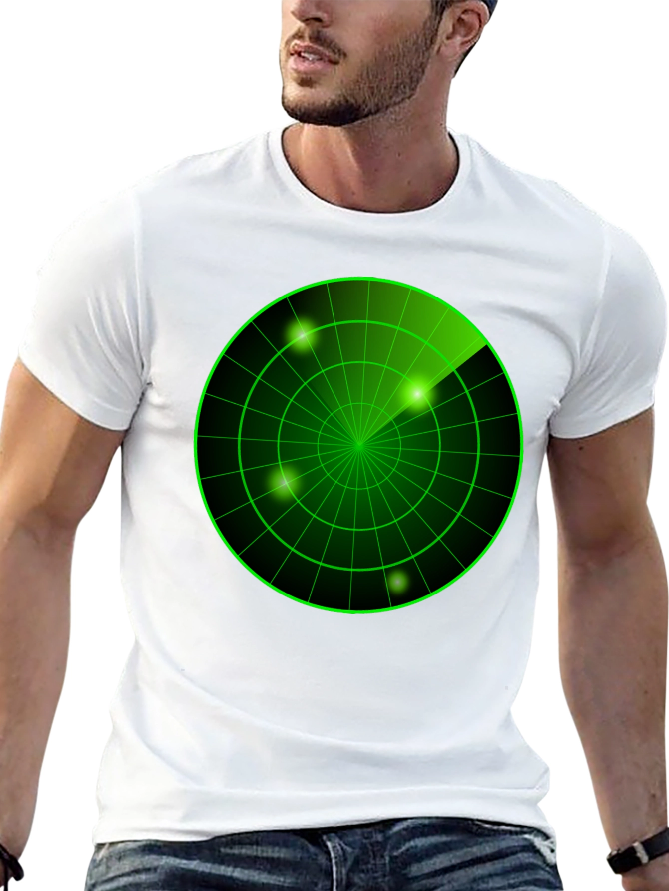 Radar Screen Graphic Tee - Black Cotton T-Shirt
