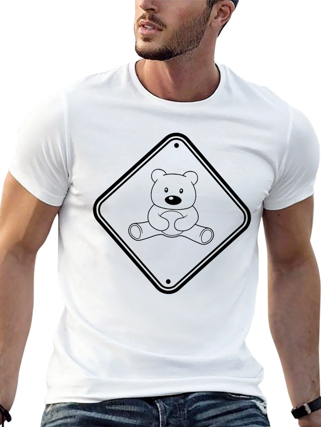 Teddy Bear Sign Black T-Shirt