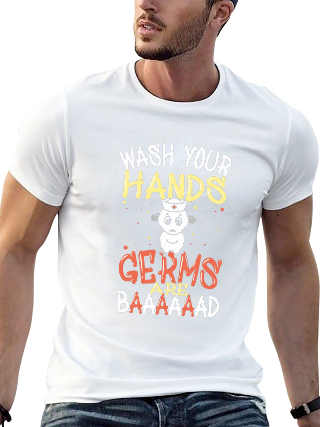 Wash Your Hands Sheep T-Shirt - Germs are Baaaad
