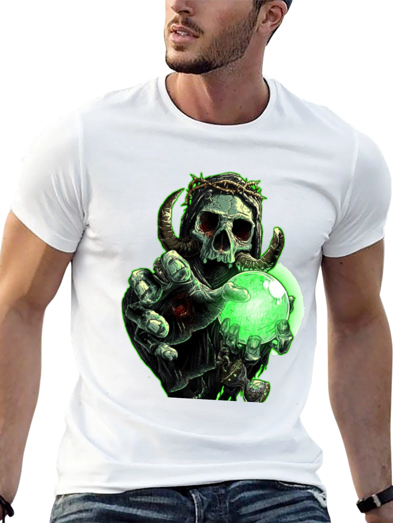 Grim Reaper Skull Graphic T-Shirt - Black