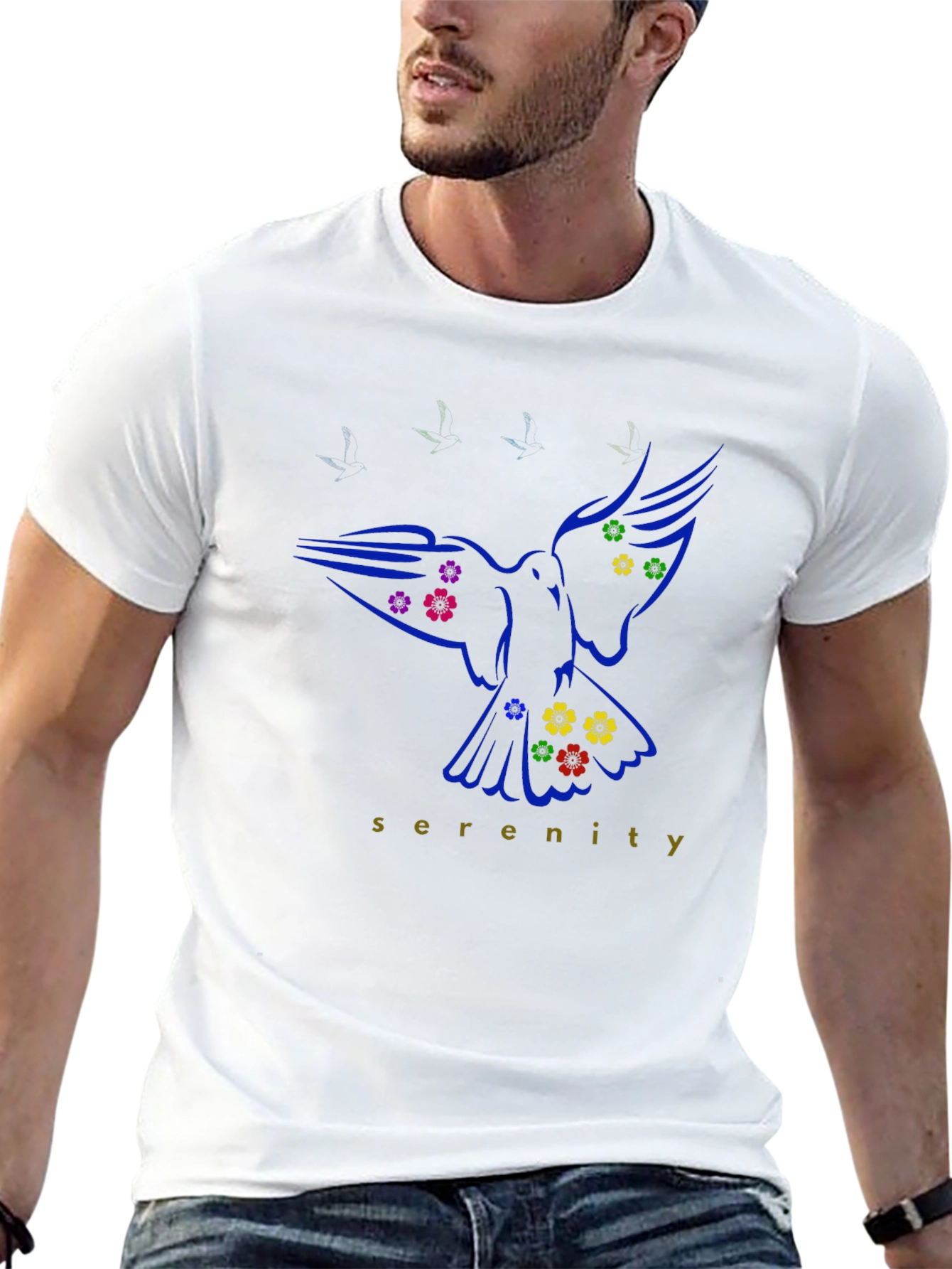 Serenity Dove Graphic T-Shirt - Artistic Casual Wear