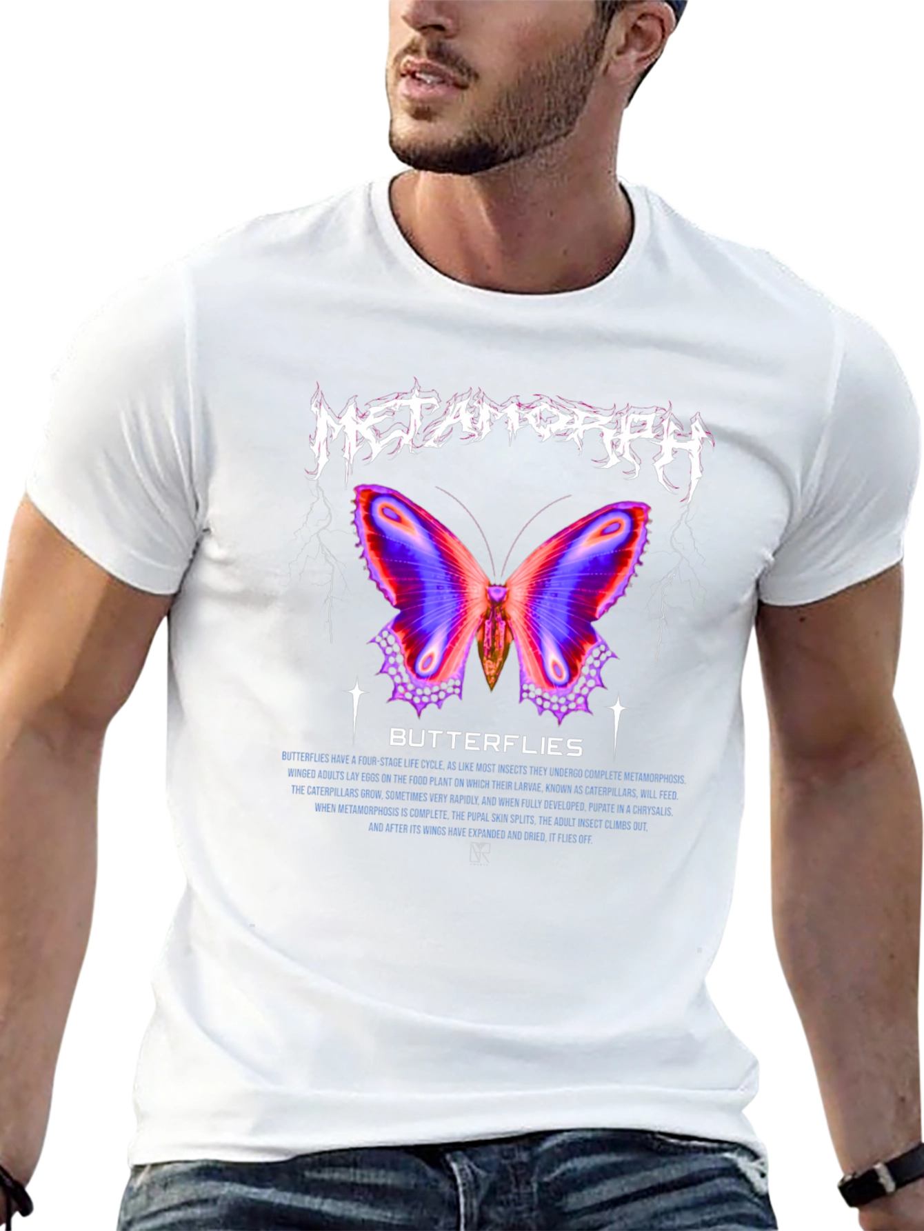 Metamorph Butterfly Graphic Tee - Black Cotton Blend